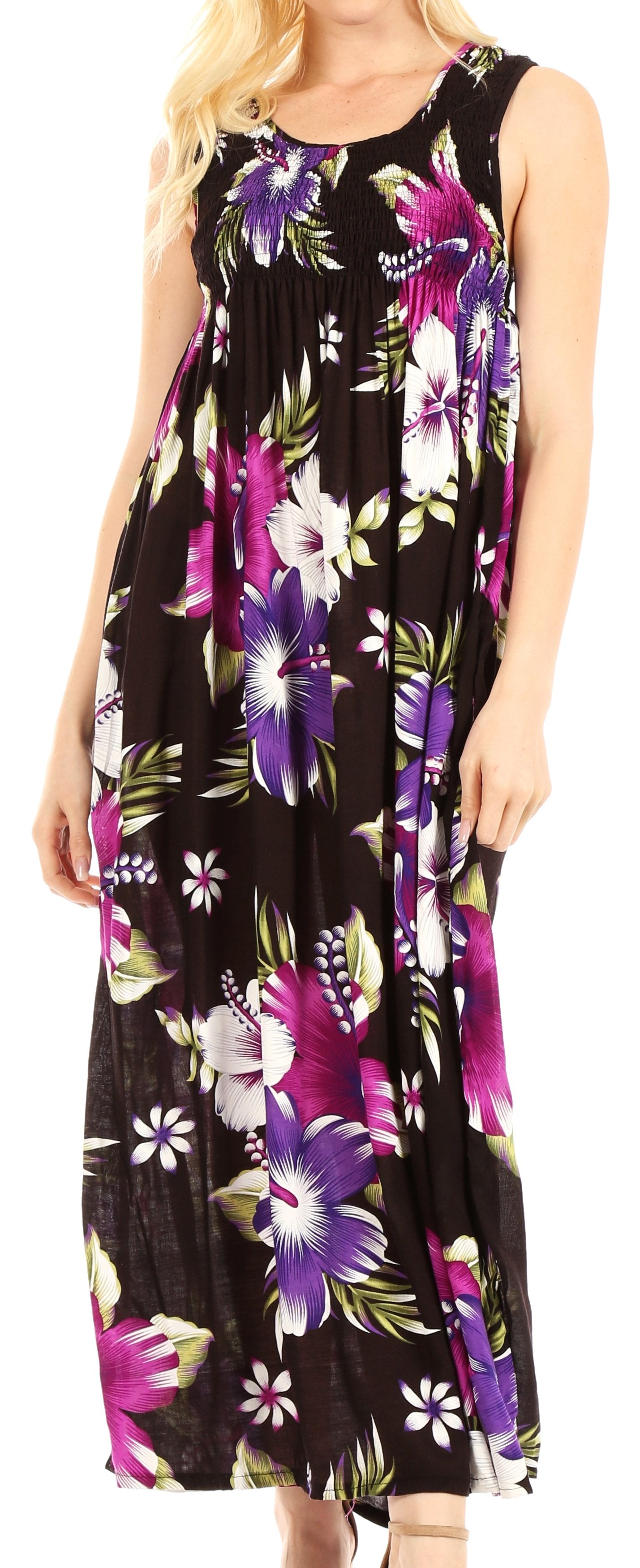 Sakkas - Iyabo Sleeveless Casual Floral Print Dress