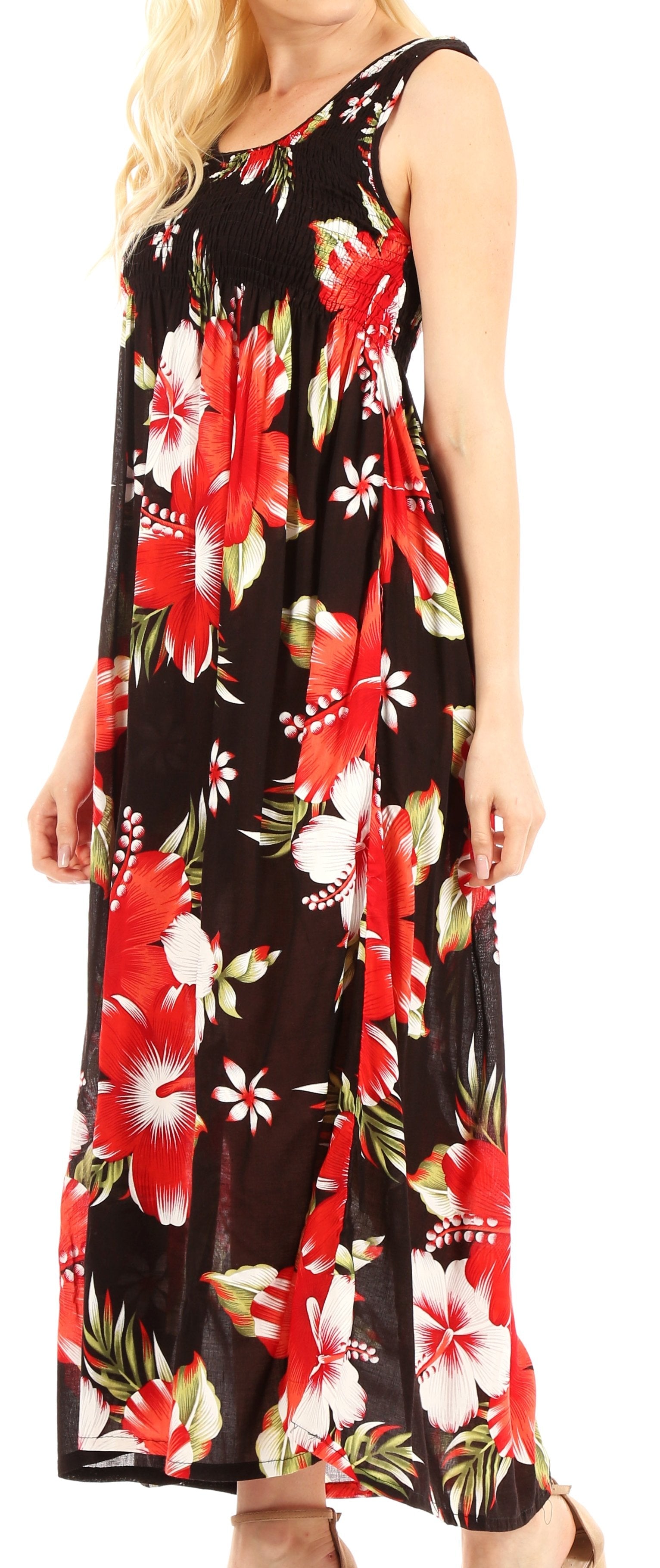 Sakkas - Iyabo Sleeveless Casual Floral Print Dress