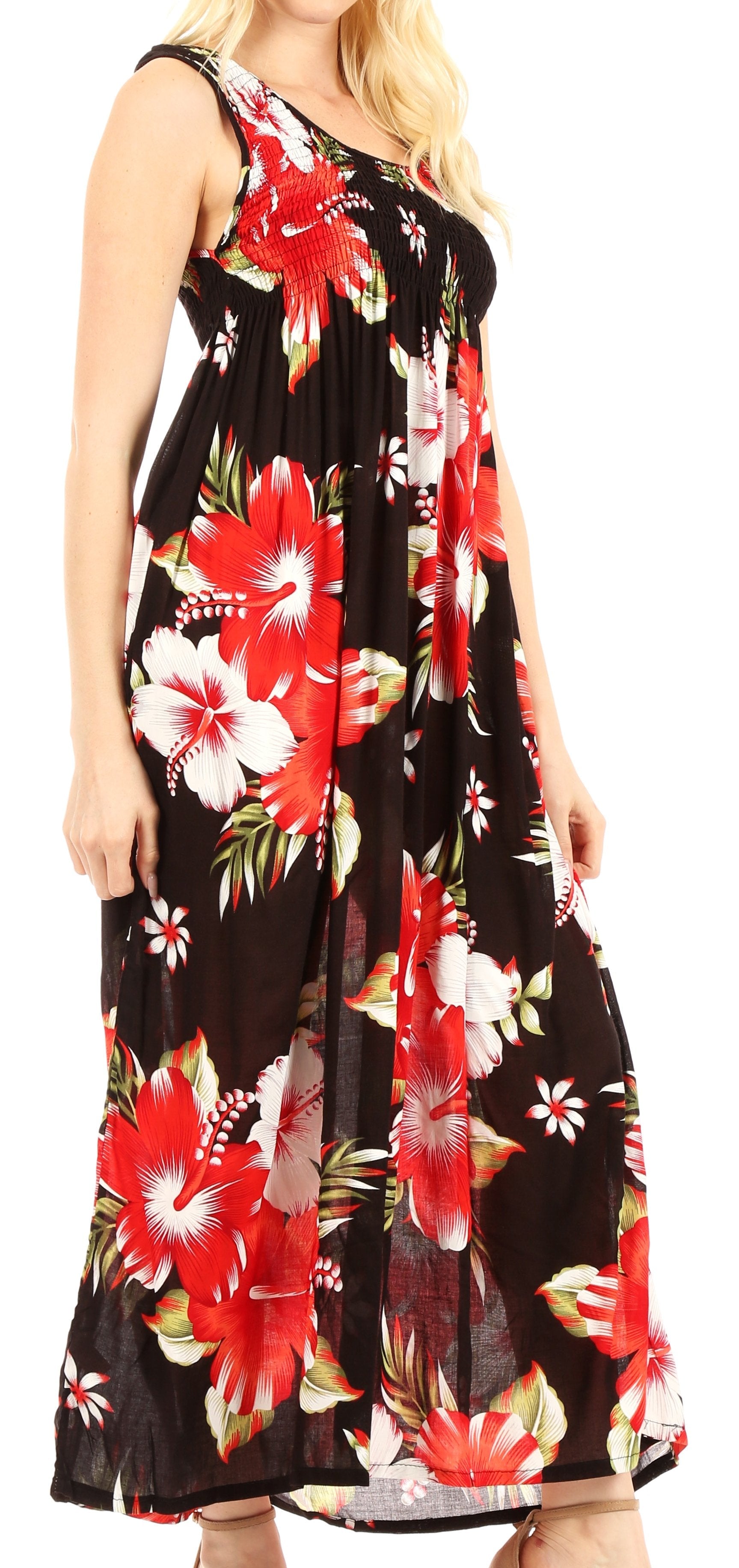 Sakkas - Iyabo Sleeveless Casual Floral Print Dress