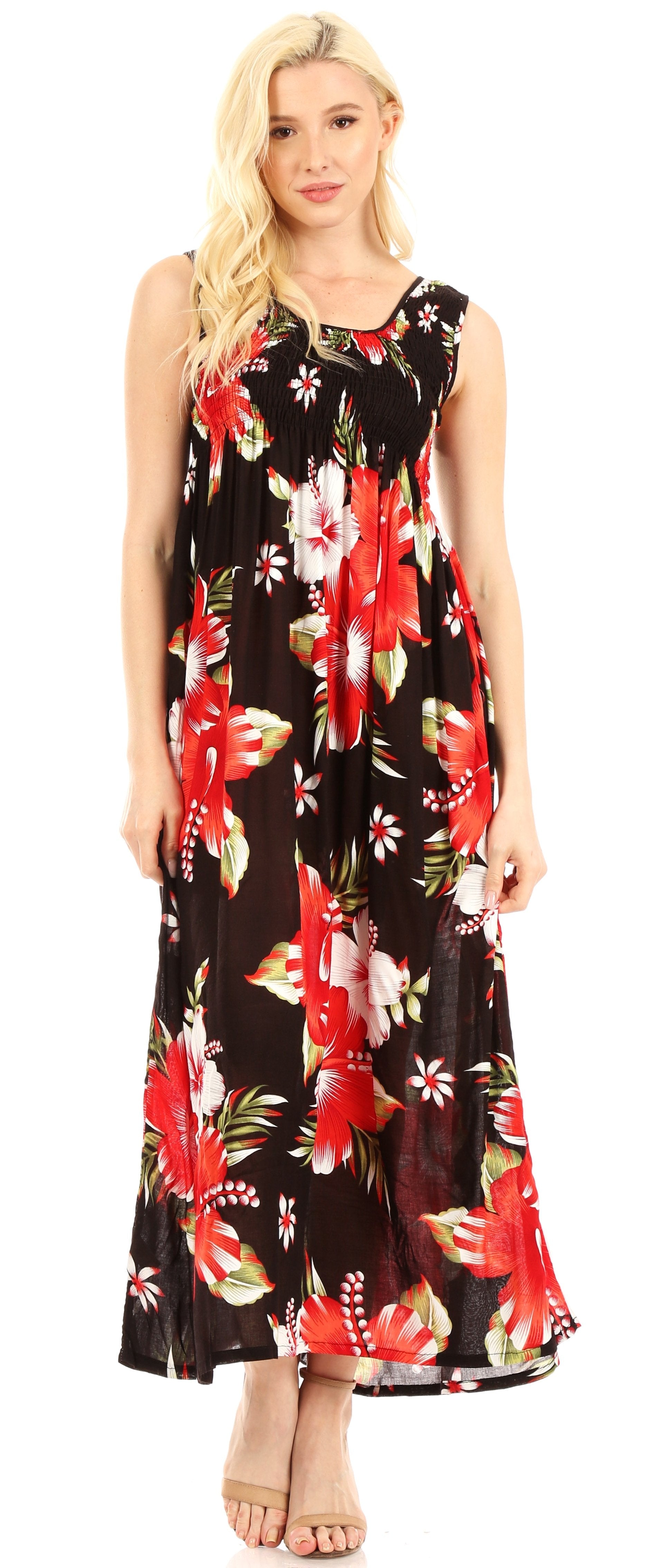 Sakkas - Iyabo Sleeveless Casual Floral Print Dress