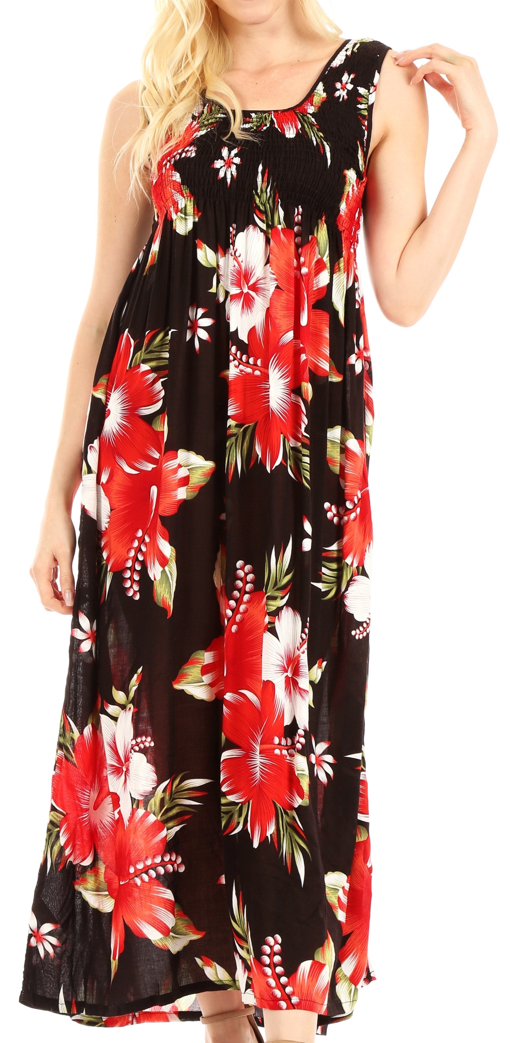 Sakkas - Iyabo Sleeveless Casual Floral Print Dress