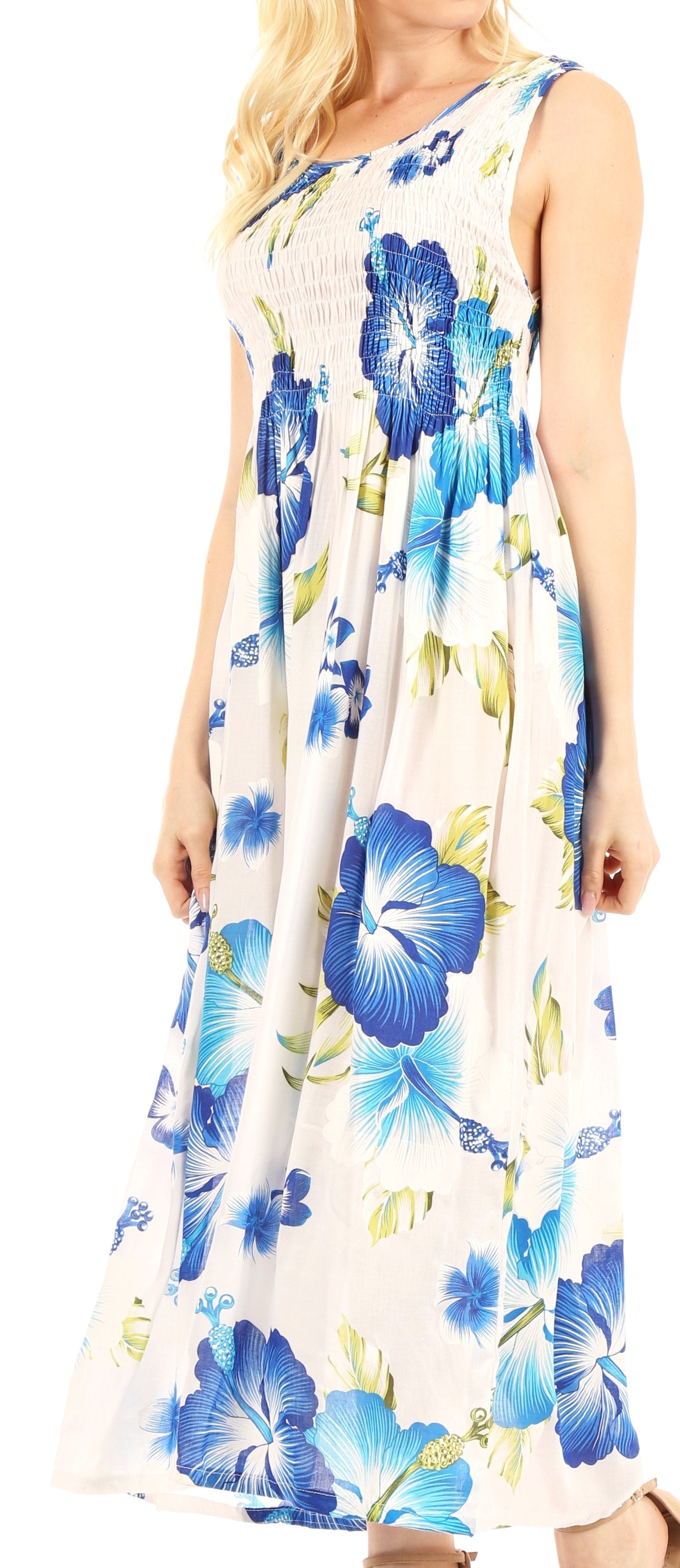 Sakkas - Iyabo Sleeveless Casual Floral Print Dress