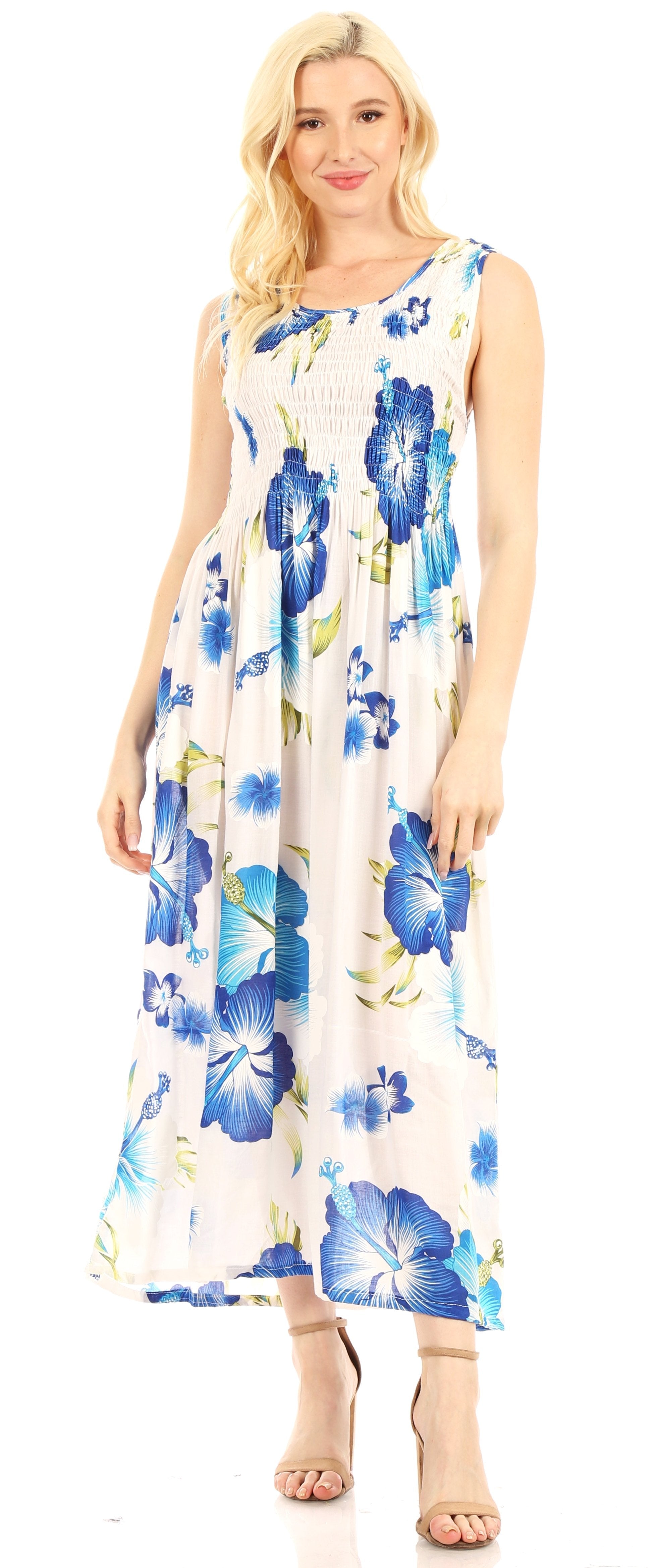 Sakkas - Iyabo Sleeveless Casual Floral Print Dress