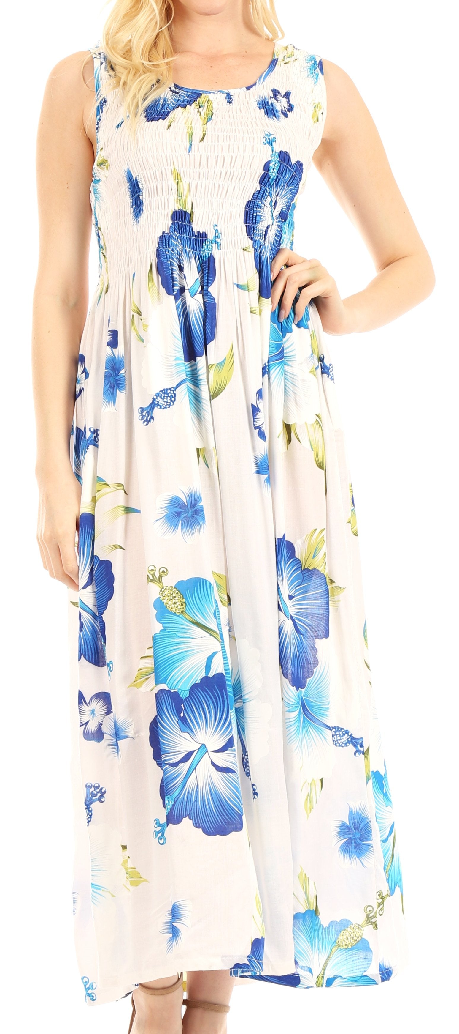 Sakkas - Iyabo Sleeveless Casual Floral Print Dress