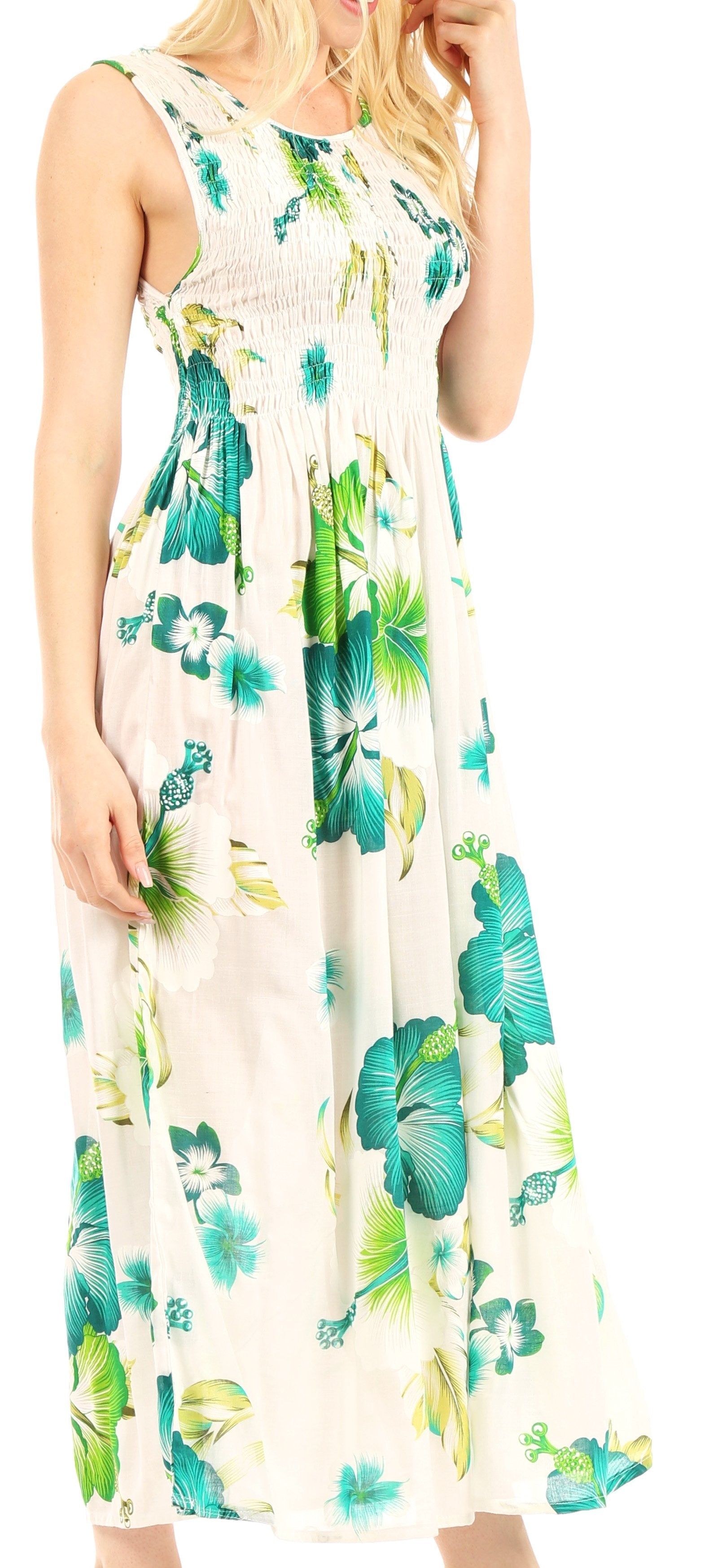 Sakkas - Iyabo Sleeveless Casual Floral Print Dress