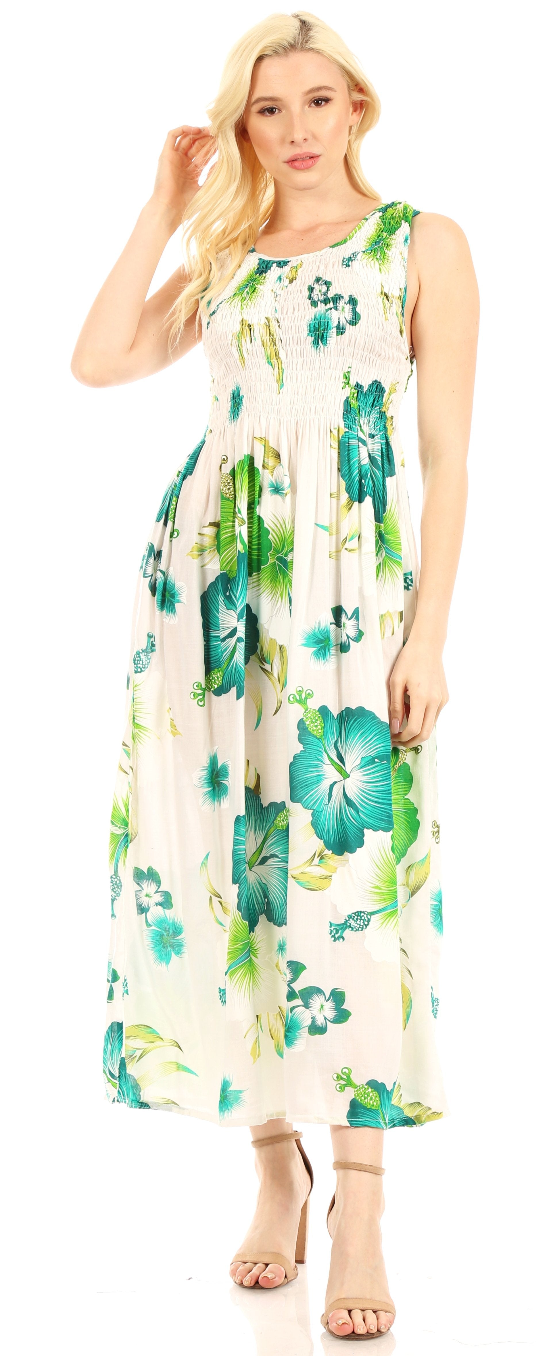 Sakkas - Iyabo Sleeveless Casual Floral Print Dress
