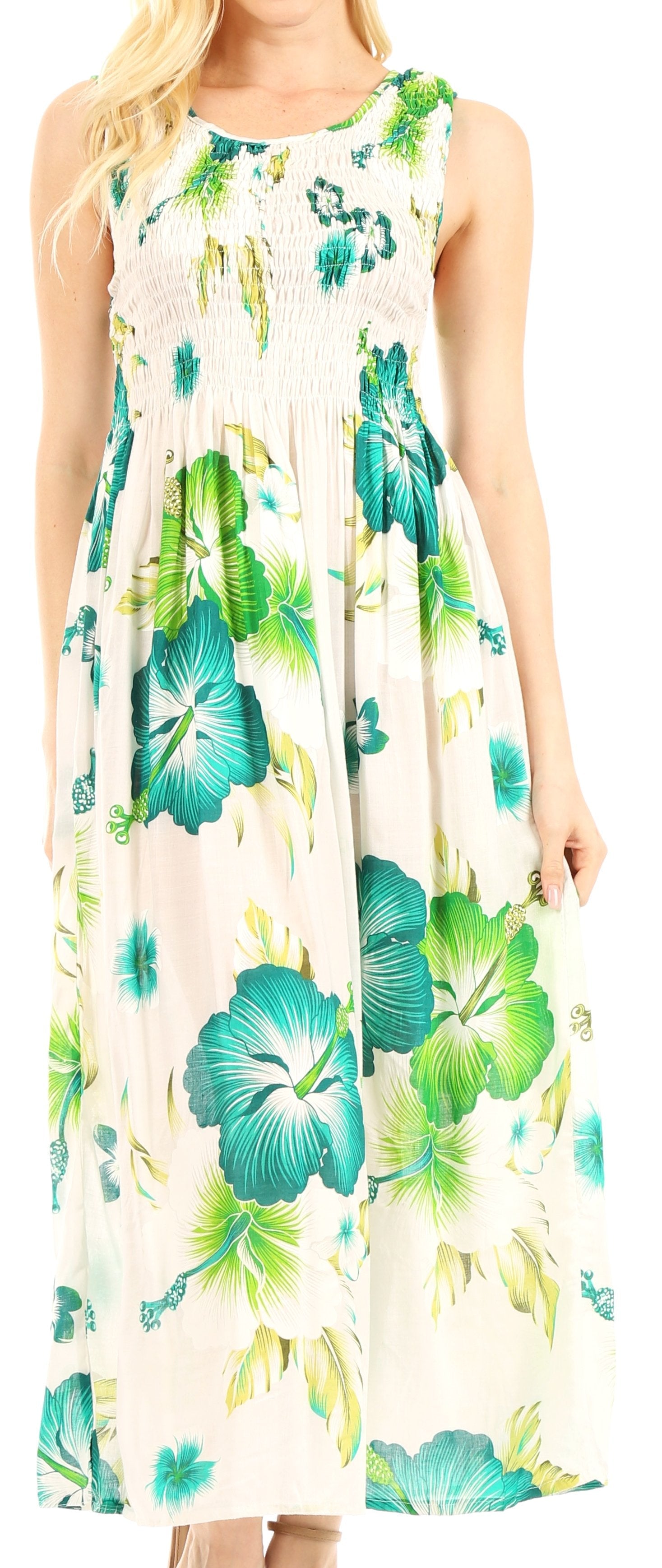 Sakkas - Iyabo Sleeveless Casual Floral Print Dress
