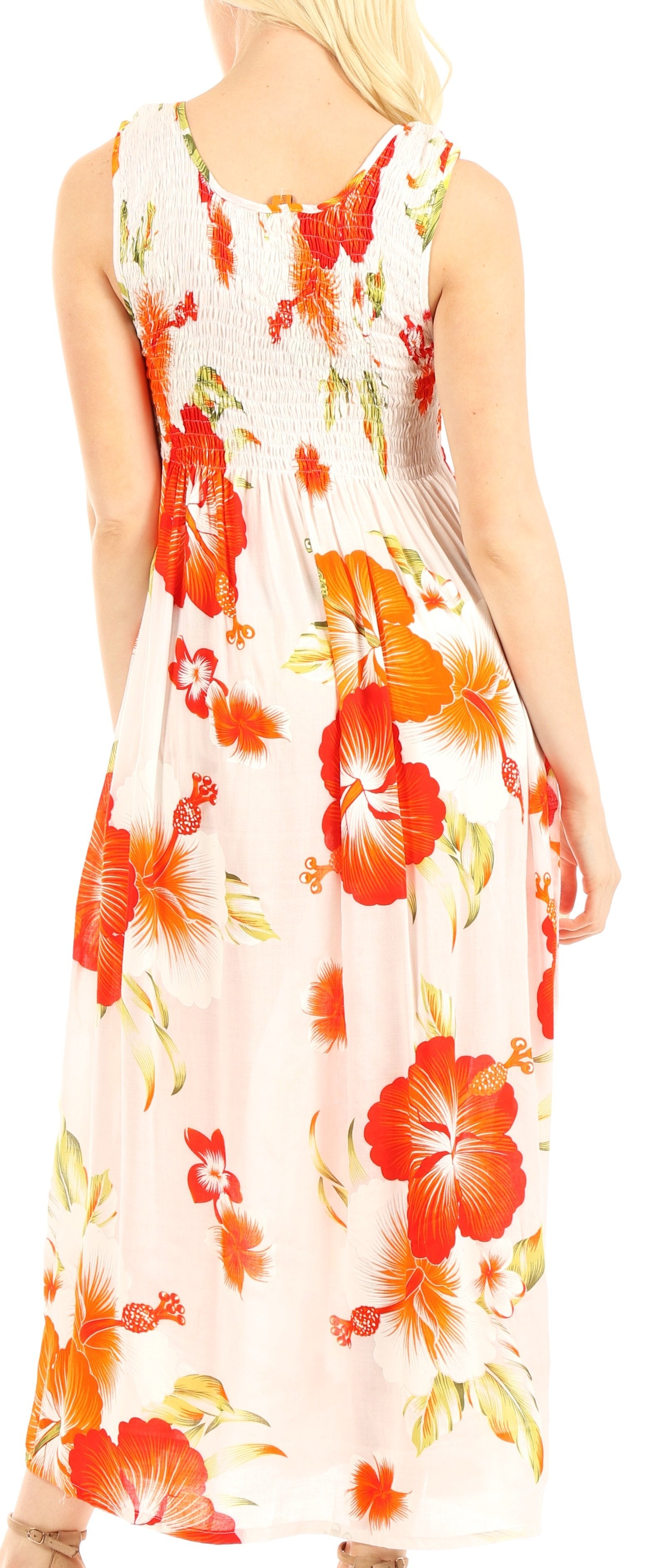 Sakkas - Iyabo Sleeveless Casual Floral Print Dress