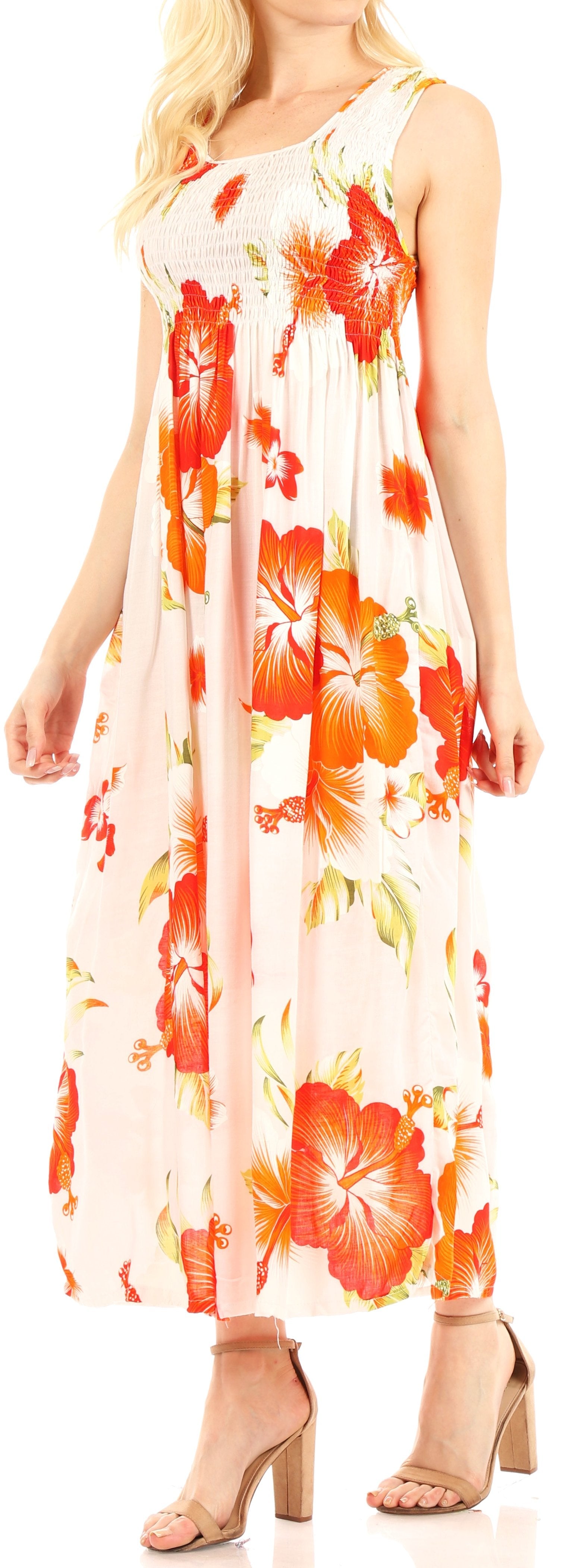 Sakkas - Iyabo Sleeveless Casual Floral Print Dress