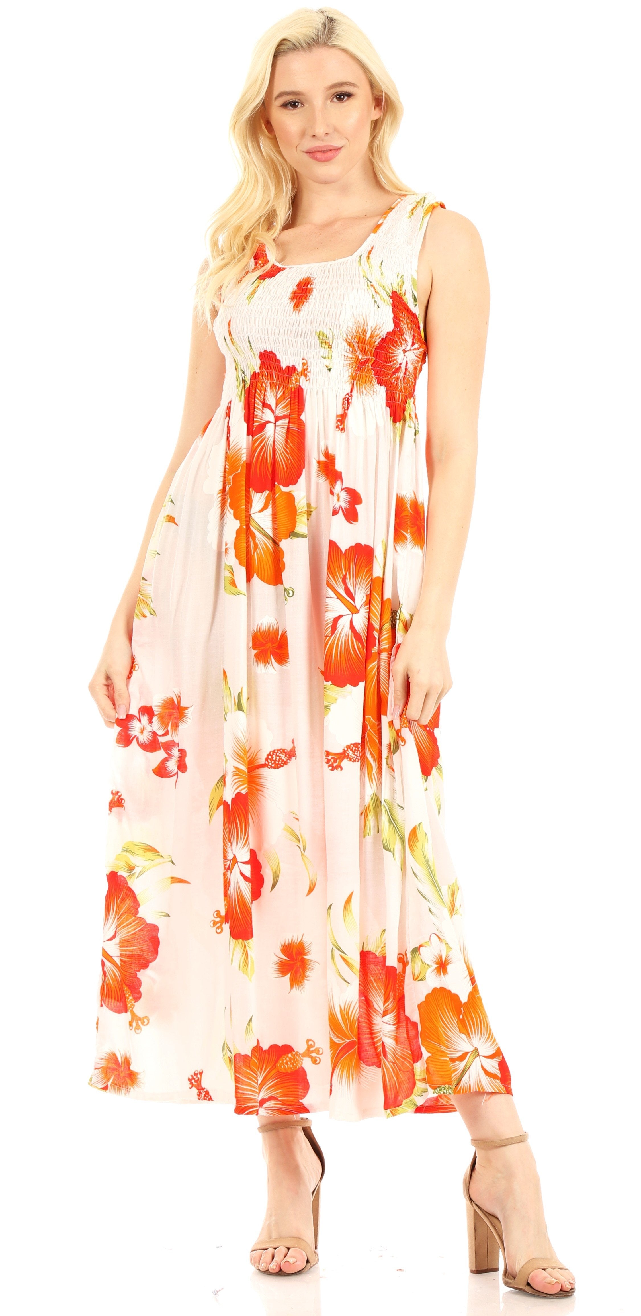 Sakkas - Iyabo Sleeveless Casual Floral Print Dress