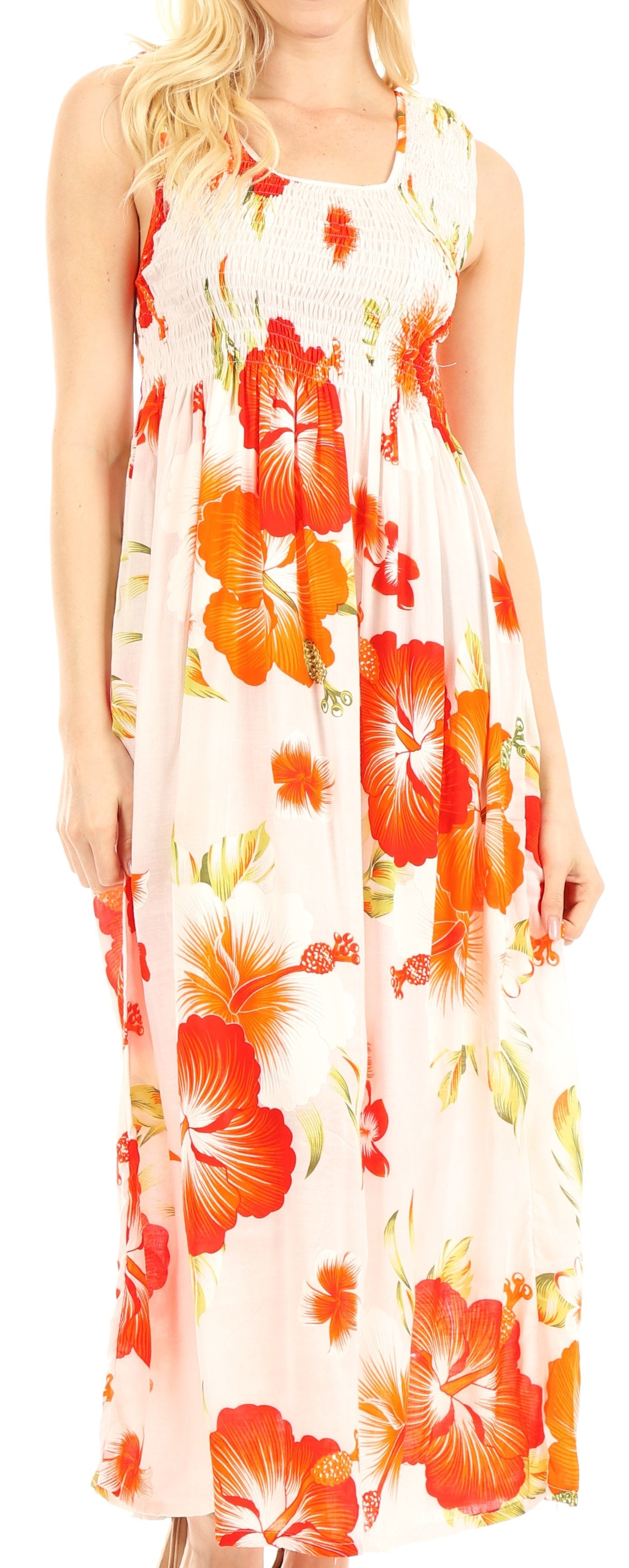 Sakkas - Iyabo Sleeveless Casual Floral Print Dress