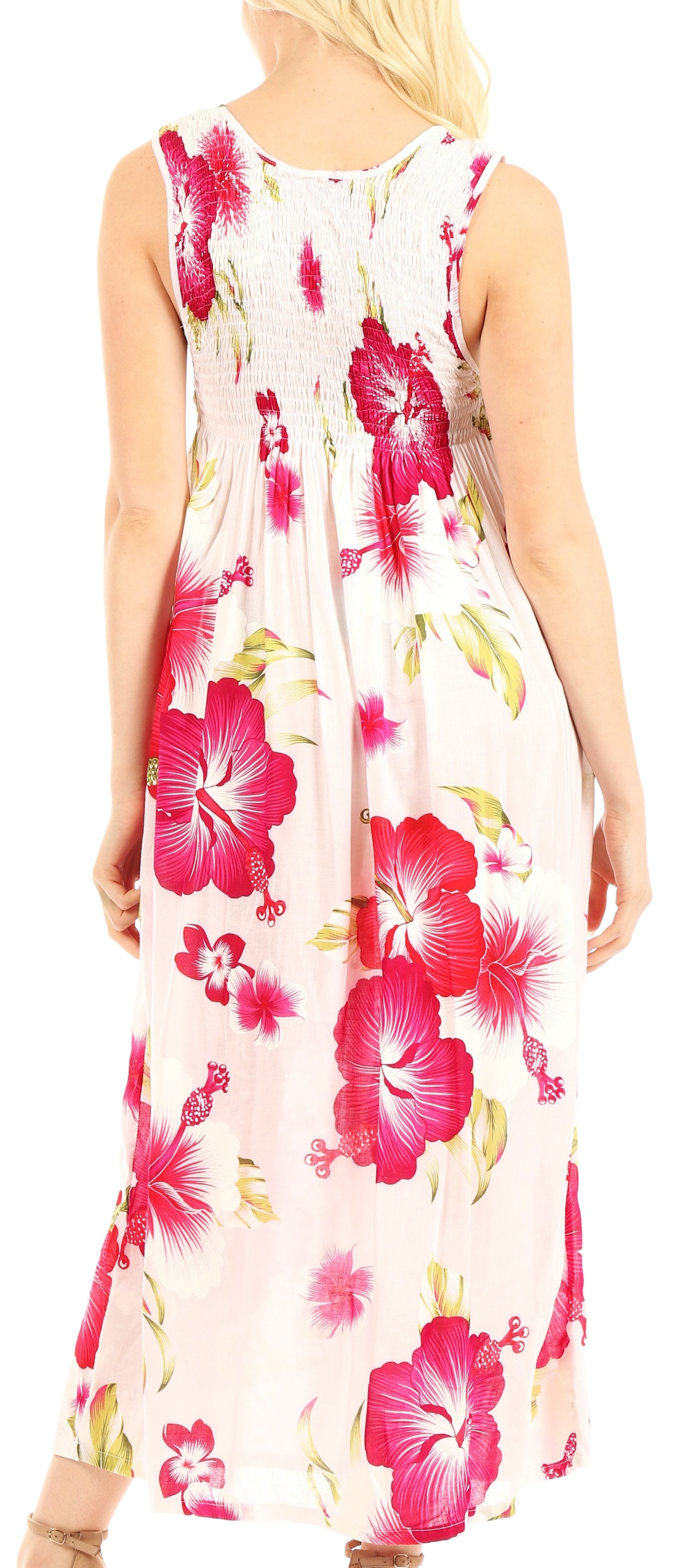 Sakkas - Iyabo Sleeveless Casual Floral Print Dress