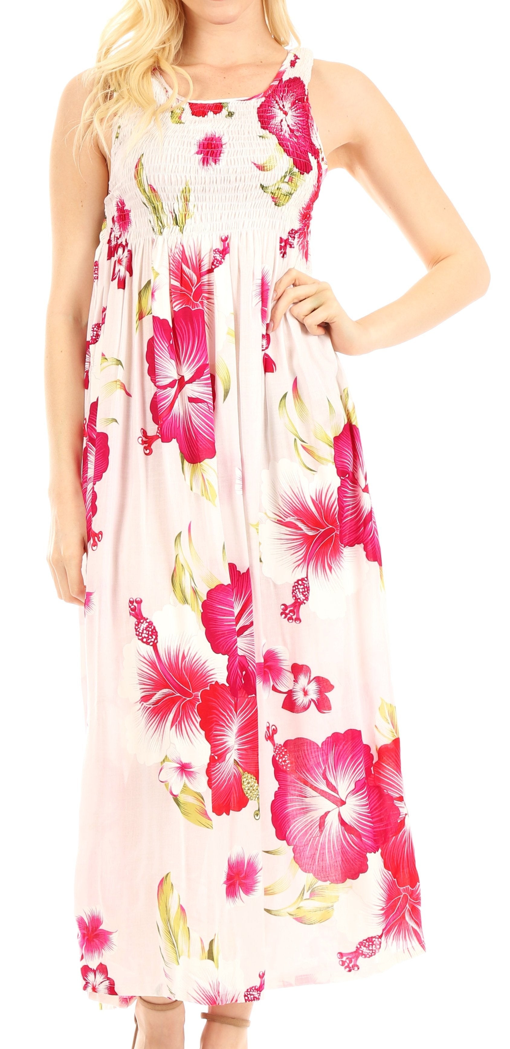 Sakkas - Iyabo Sleeveless Casual Floral Print Dress
