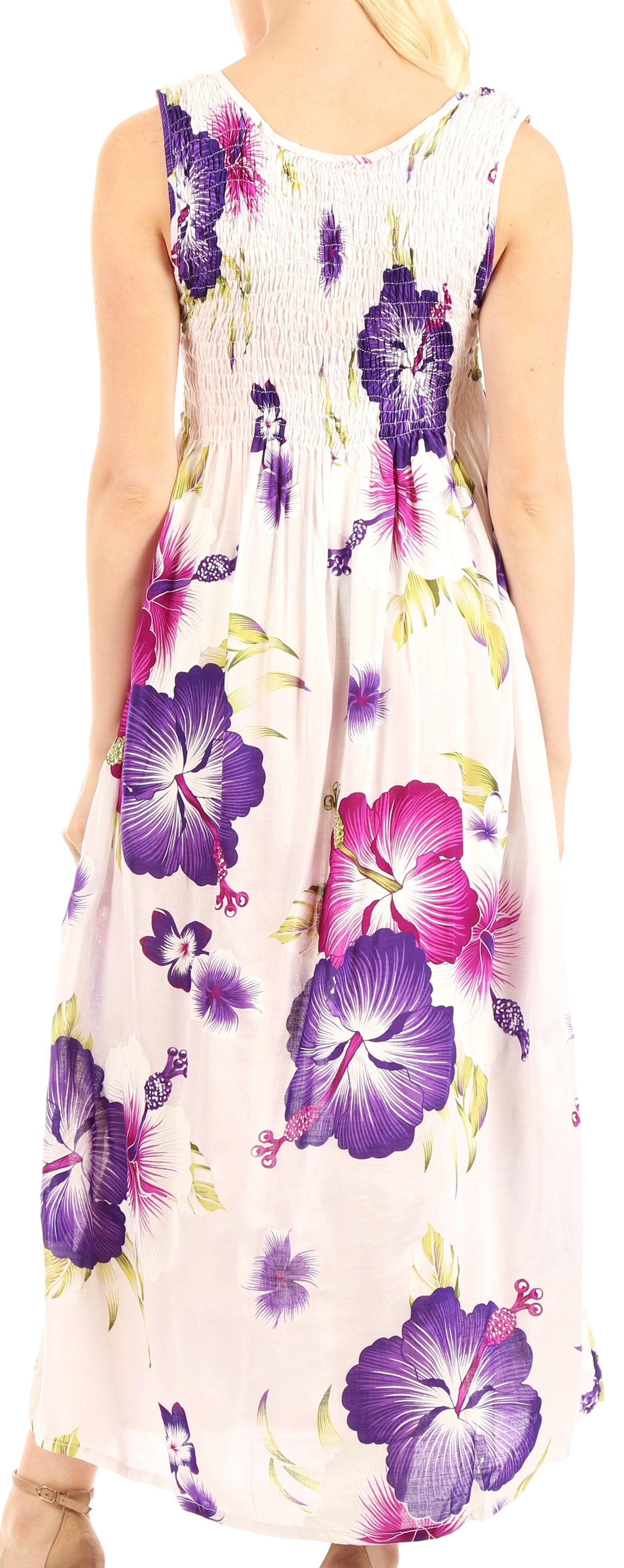 Sakkas - Iyabo Sleeveless Casual Floral Print Dress