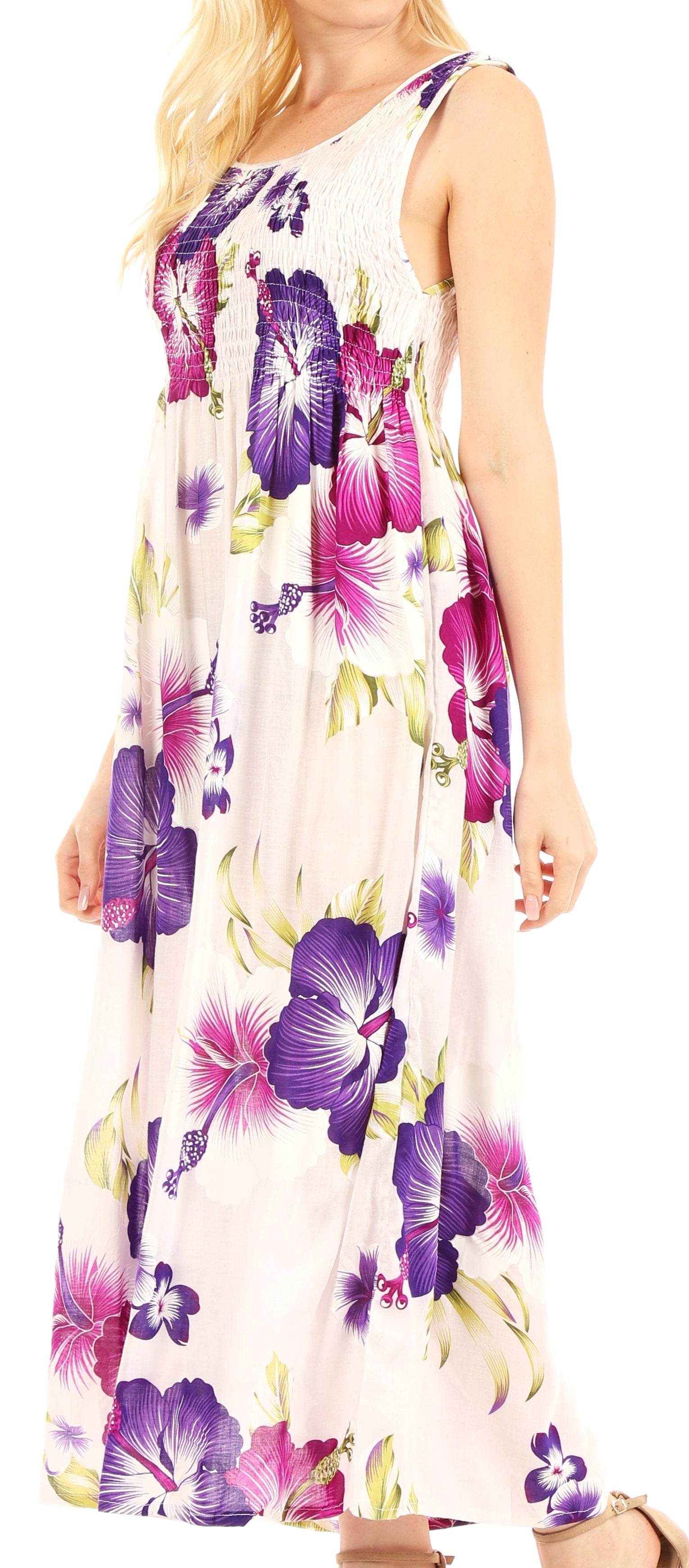 Sakkas - Iyabo Sleeveless Casual Floral Print Dress