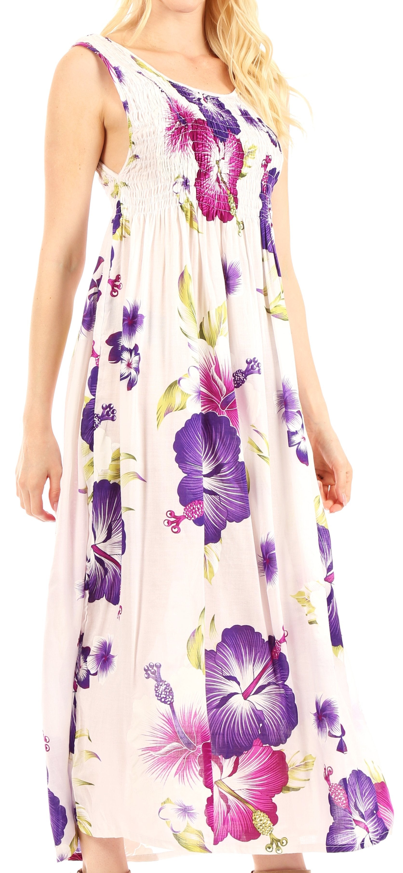 Sakkas - Iyabo Sleeveless Casual Floral Print Dress