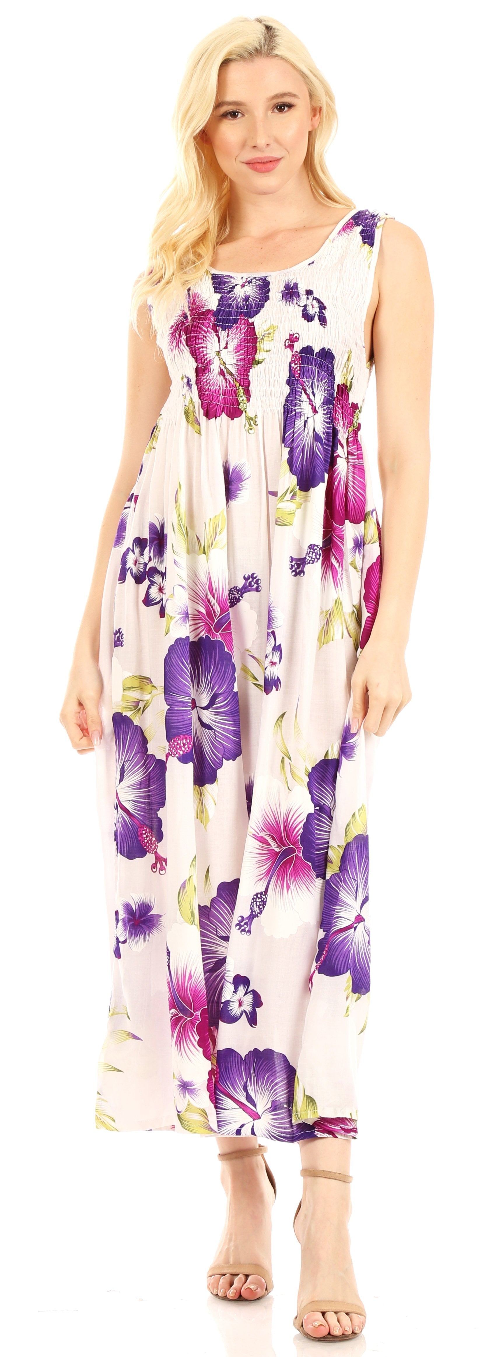 Sakkas - Iyabo Sleeveless Casual Floral Print Dress