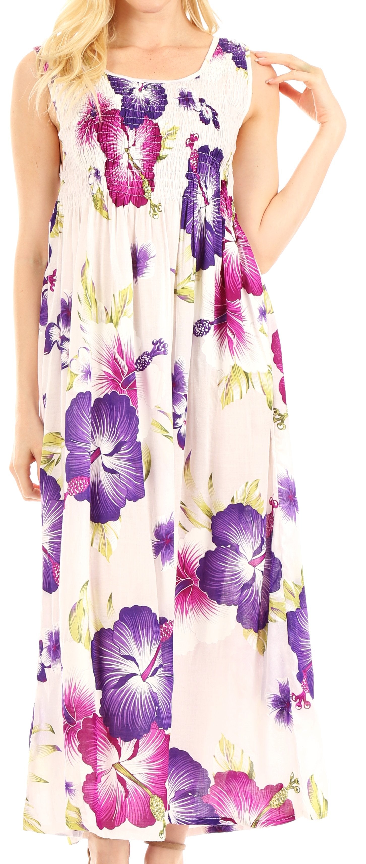 Sakkas - Iyabo Sleeveless Casual Floral Print Dress
