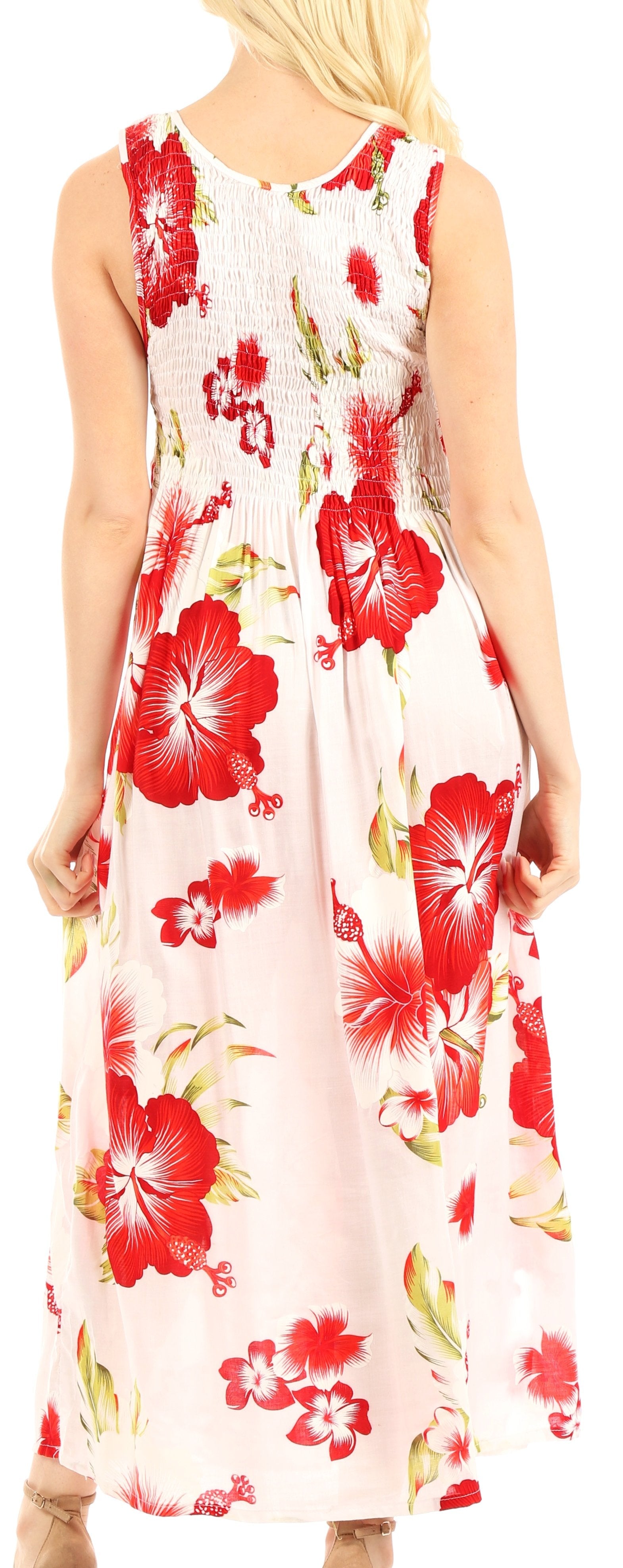 Sakkas - Iyabo Sleeveless Casual Floral Print Dress