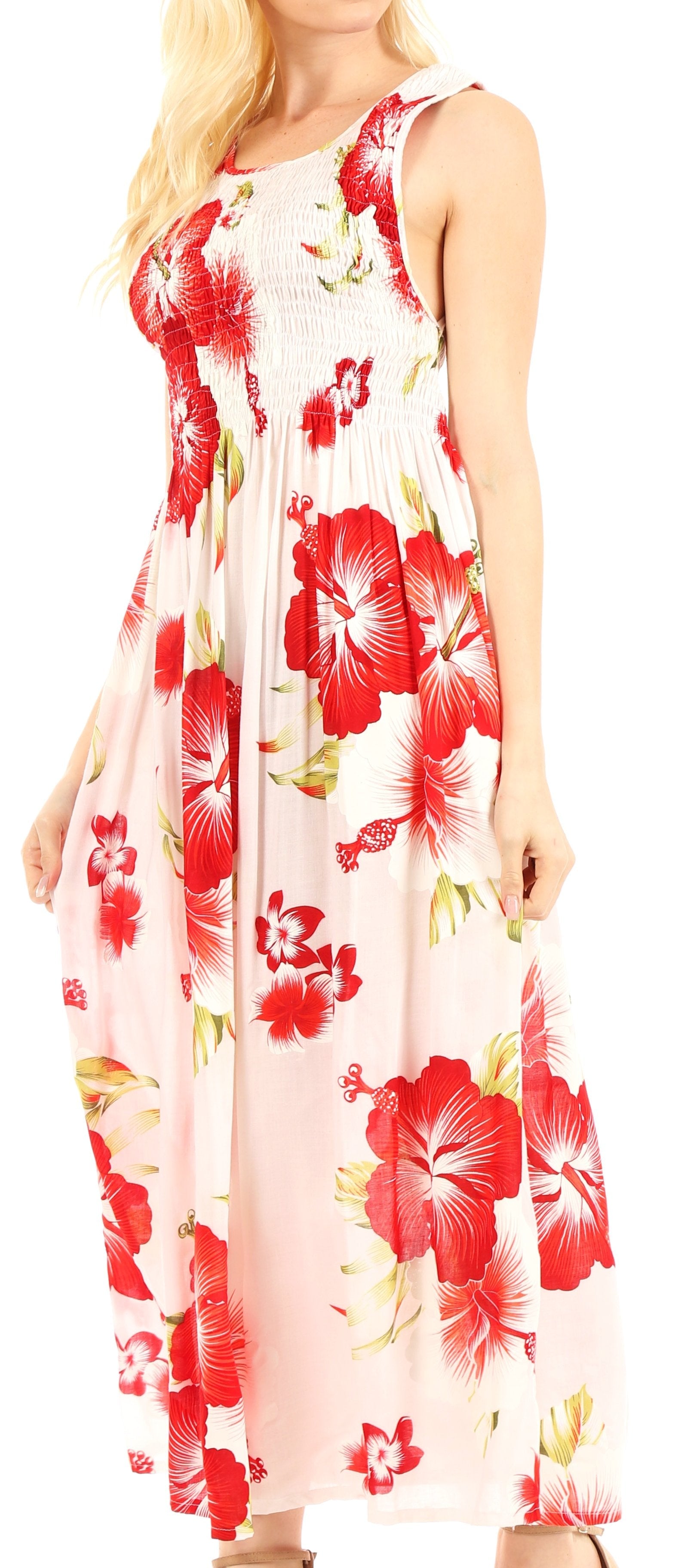 Sakkas - Iyabo Sleeveless Casual Floral Print Dress
