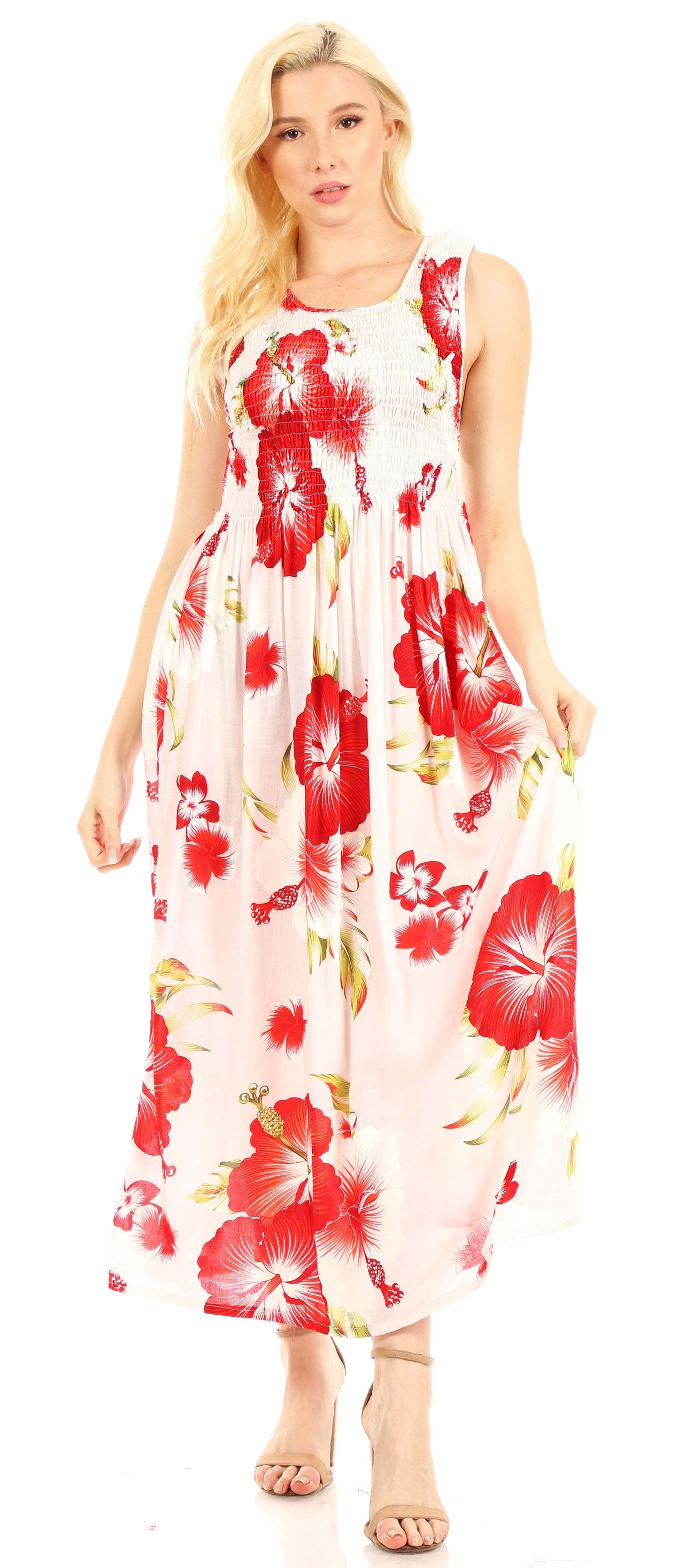 Sakkas - Iyabo Sleeveless Casual Floral Print Dress