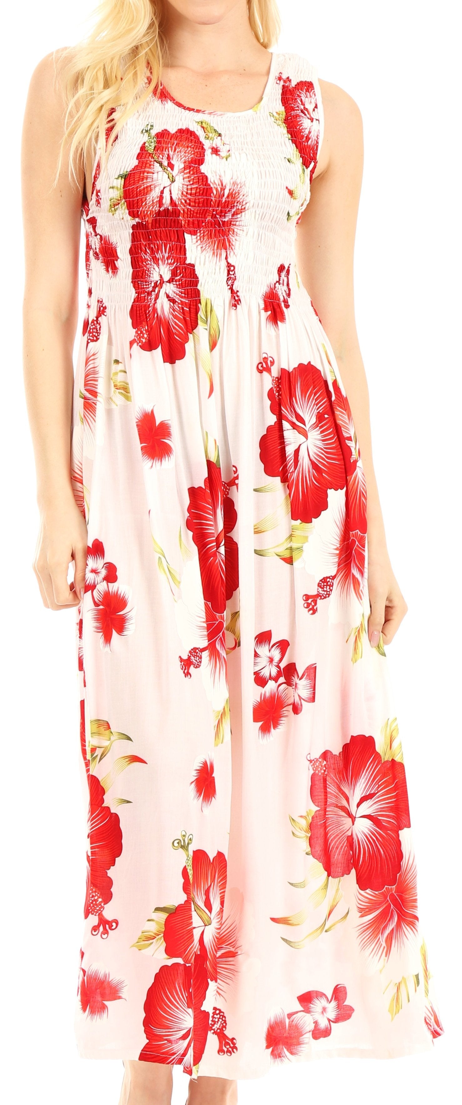 Sakkas - Iyabo Sleeveless Casual Floral Print Dress