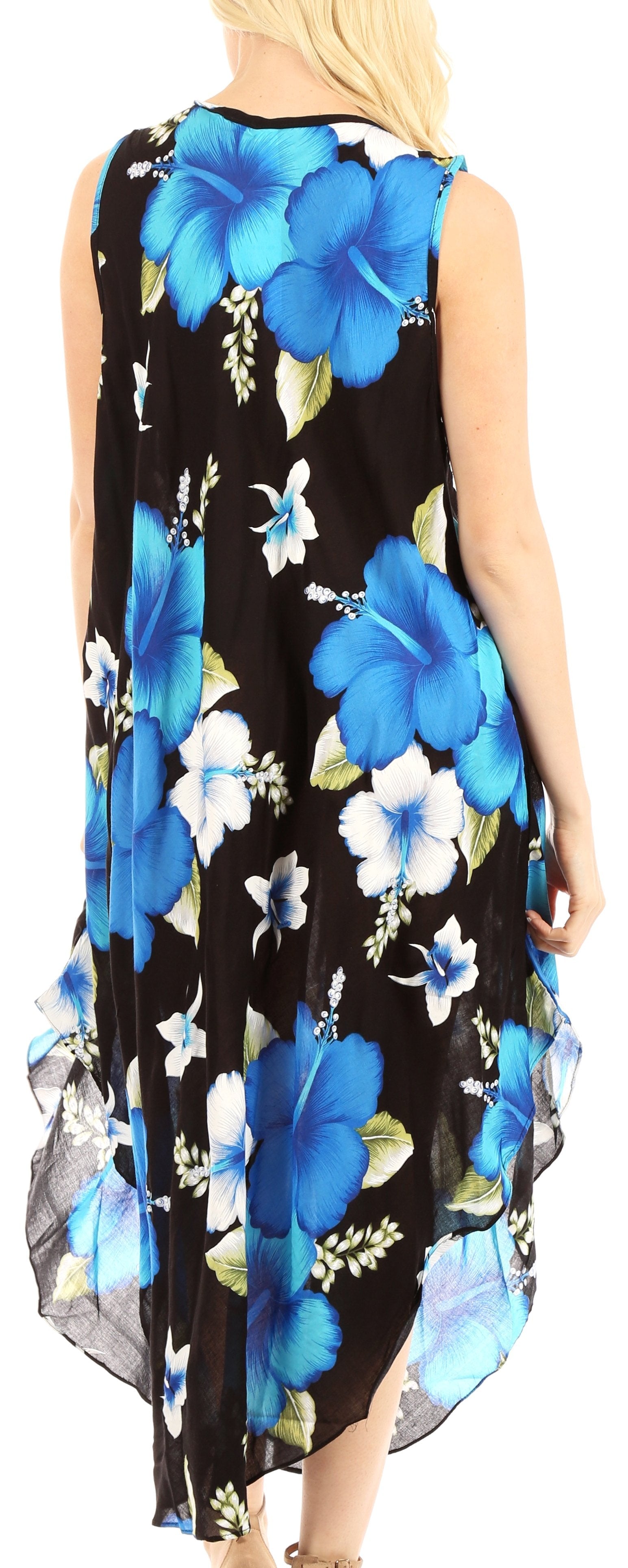 Sakkas - Aba Floral Print Sleeveless Loose Dress