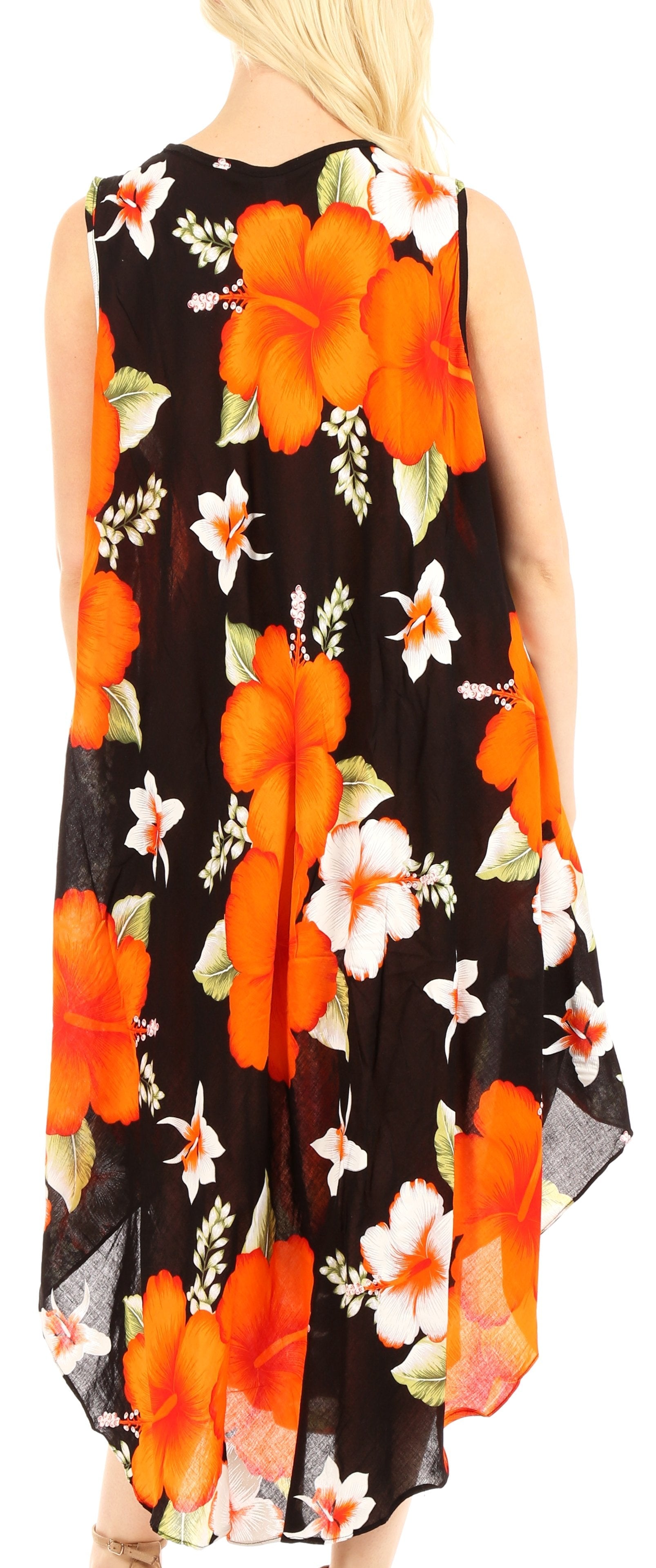 Sakkas - Aba Floral Print Sleeveless Loose Dress
