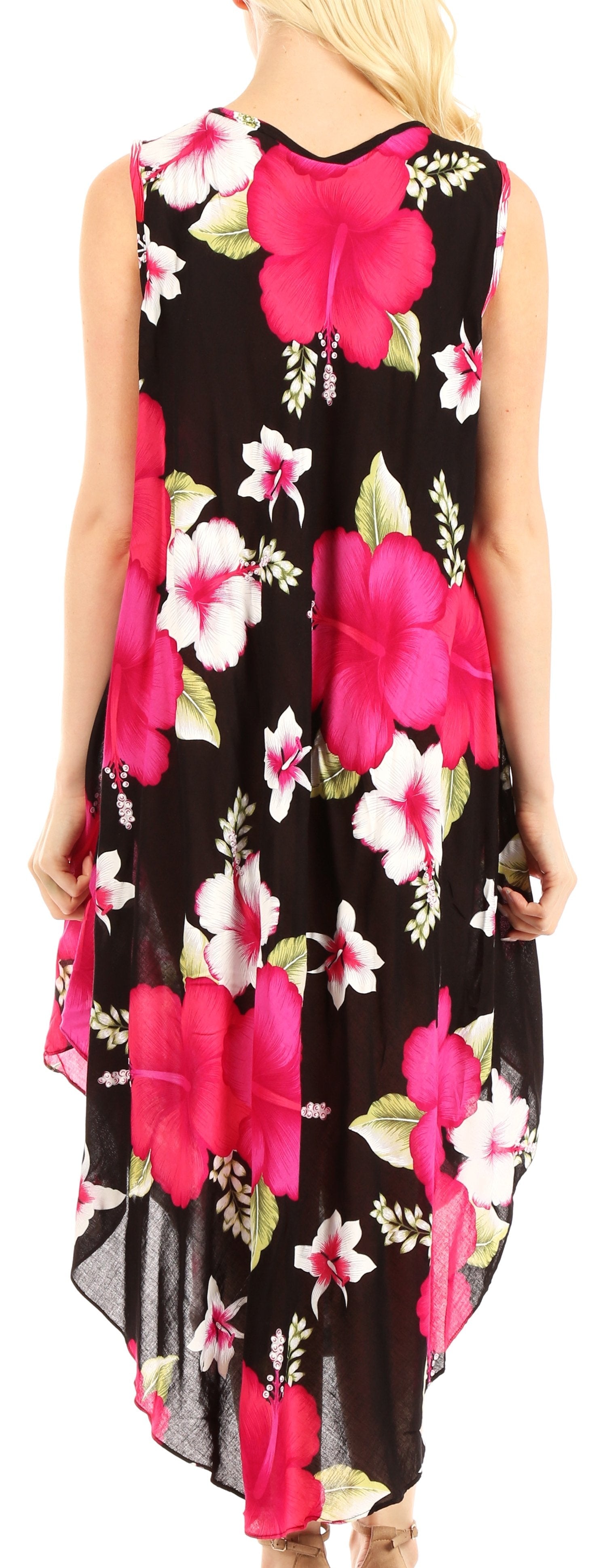 Sakkas - Aba Floral Print Sleeveless Loose Dress