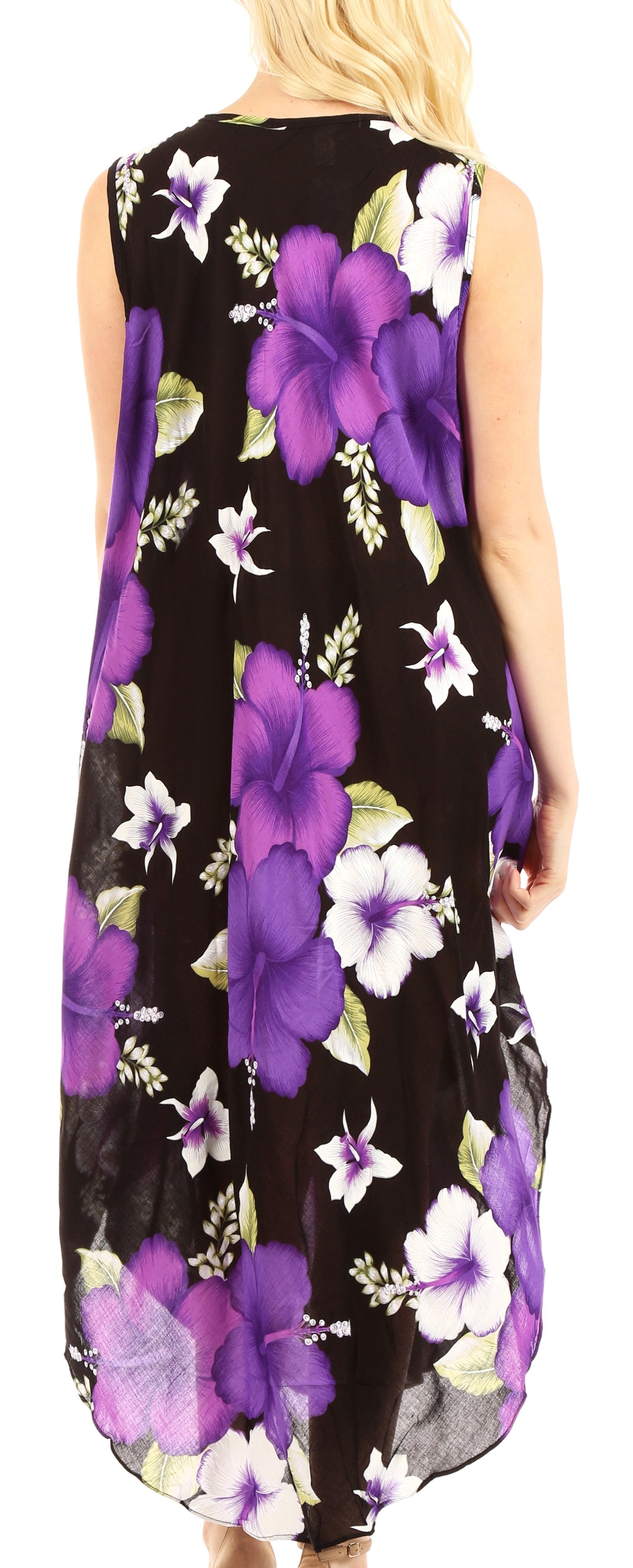 Sakkas - Aba Floral Print Sleeveless Loose Dress