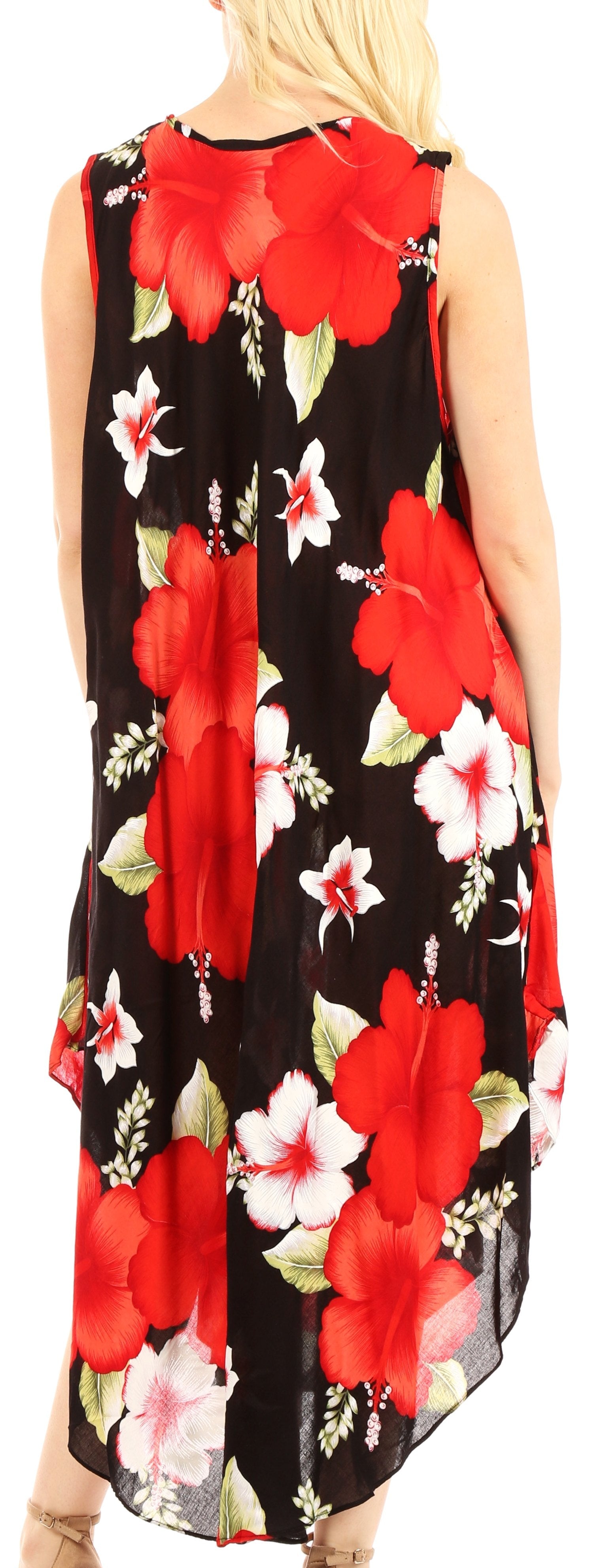 Sakkas - Aba Floral Print Sleeveless Loose Dress