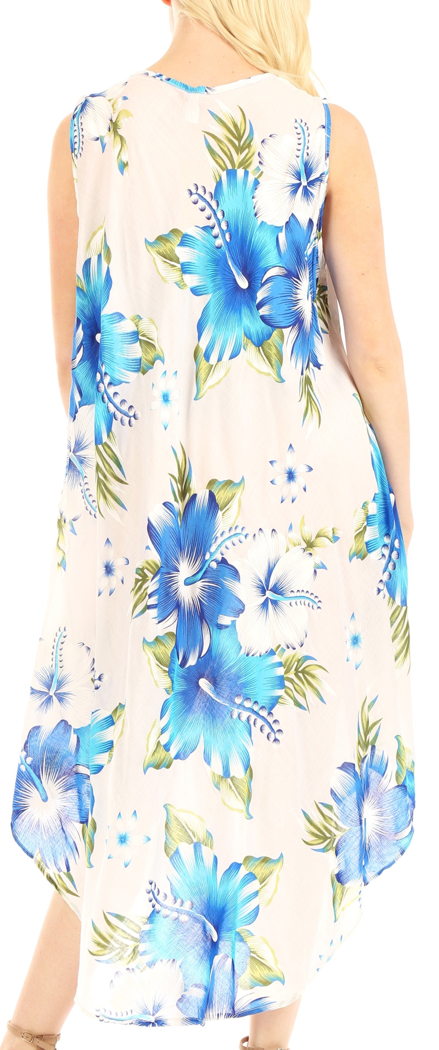 Sakkas - Aba Floral Print Sleeveless Loose Dress