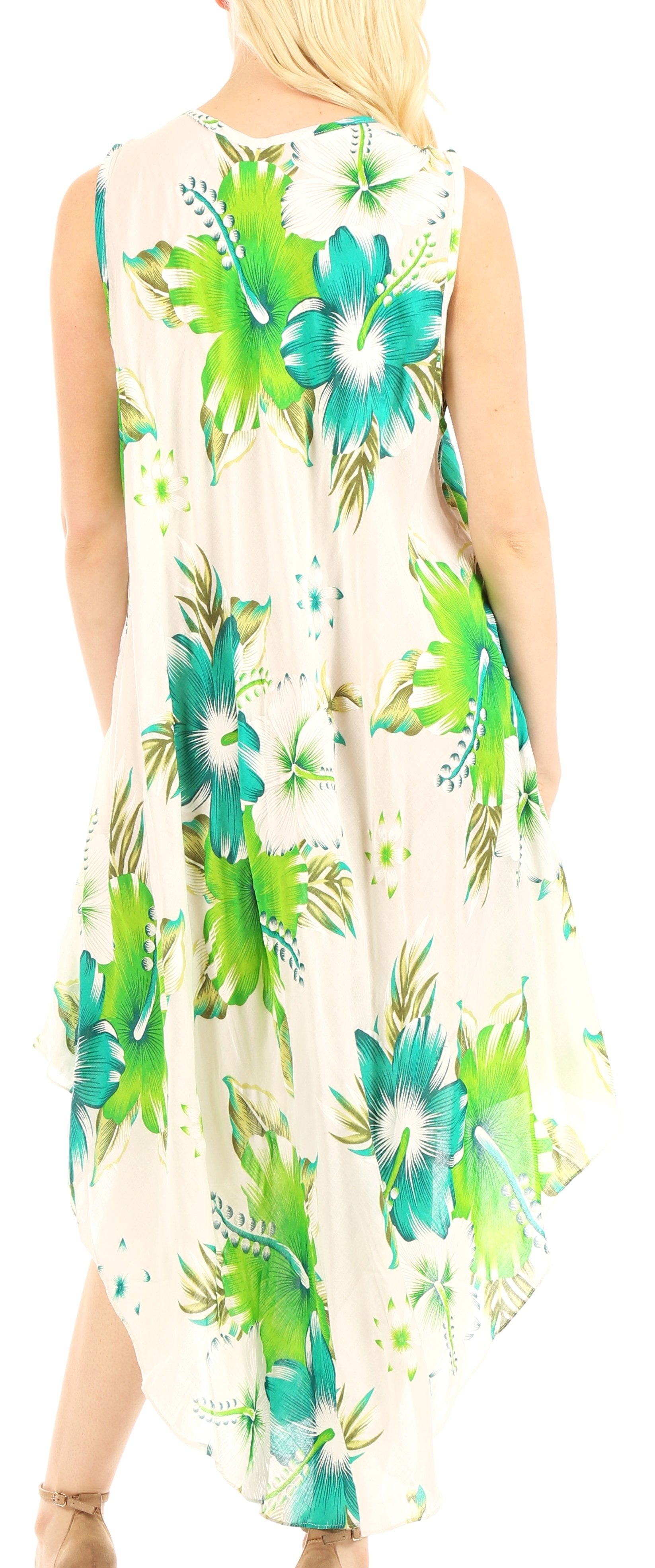 Sakkas - Aba Floral Print Sleeveless Loose Dress