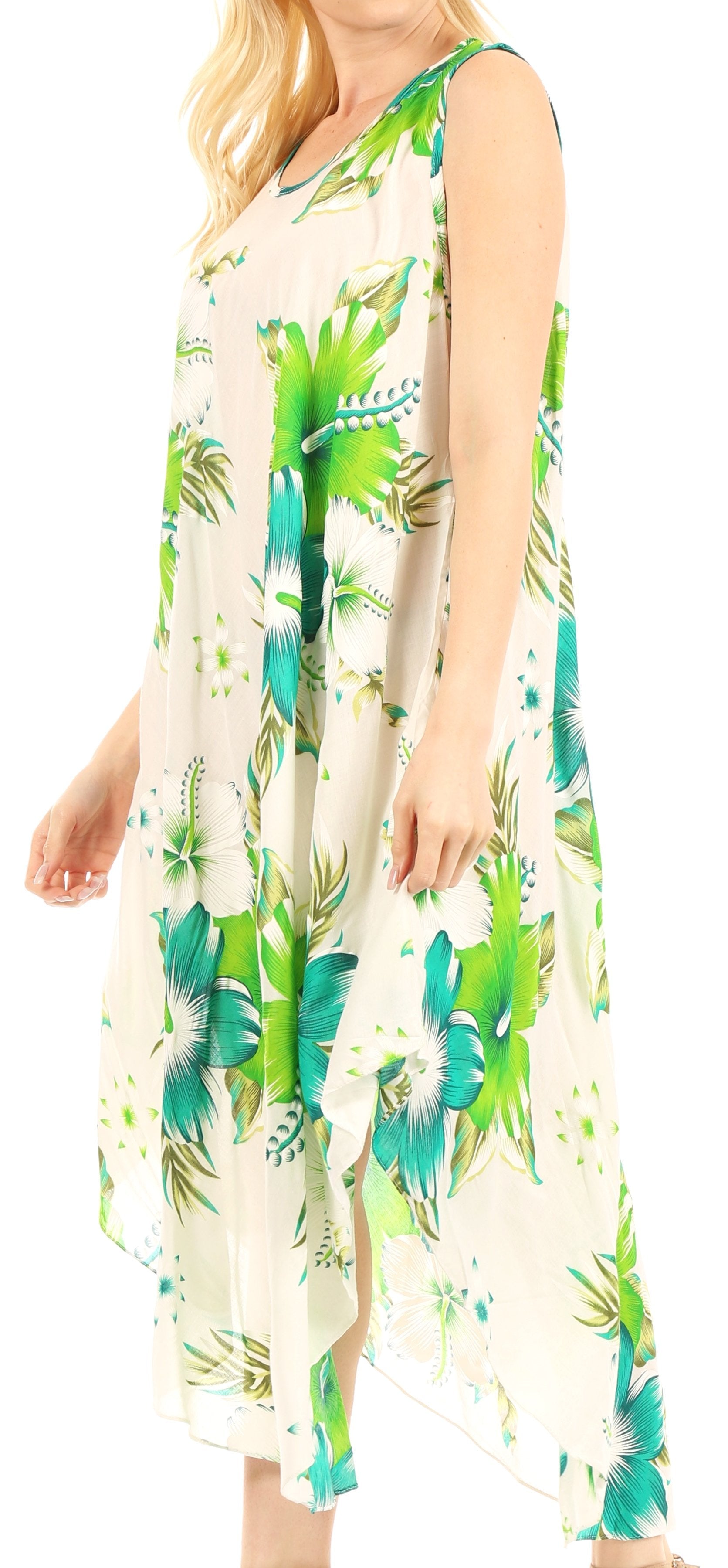 Sakkas - Aba Floral Print Sleeveless Loose Dress