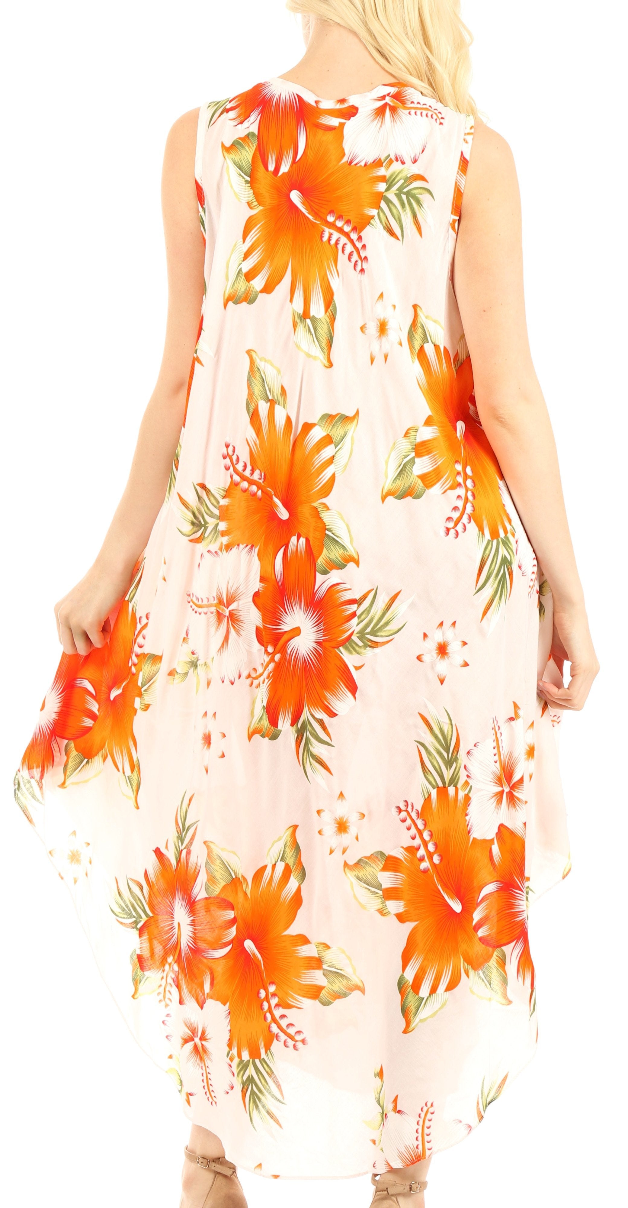Sakkas - Aba Floral Print Sleeveless Loose Dress