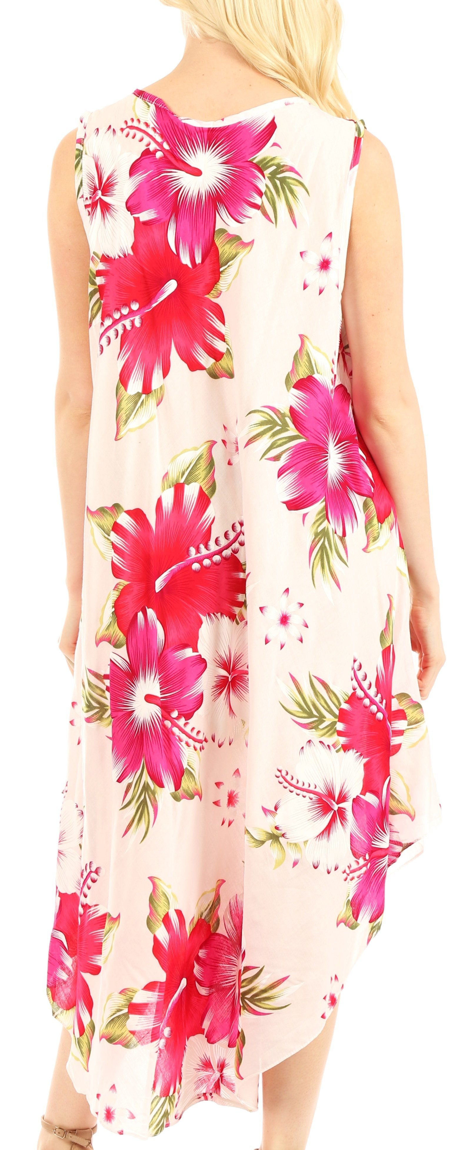 Sakkas - Aba Floral Print Sleeveless Loose Dress
