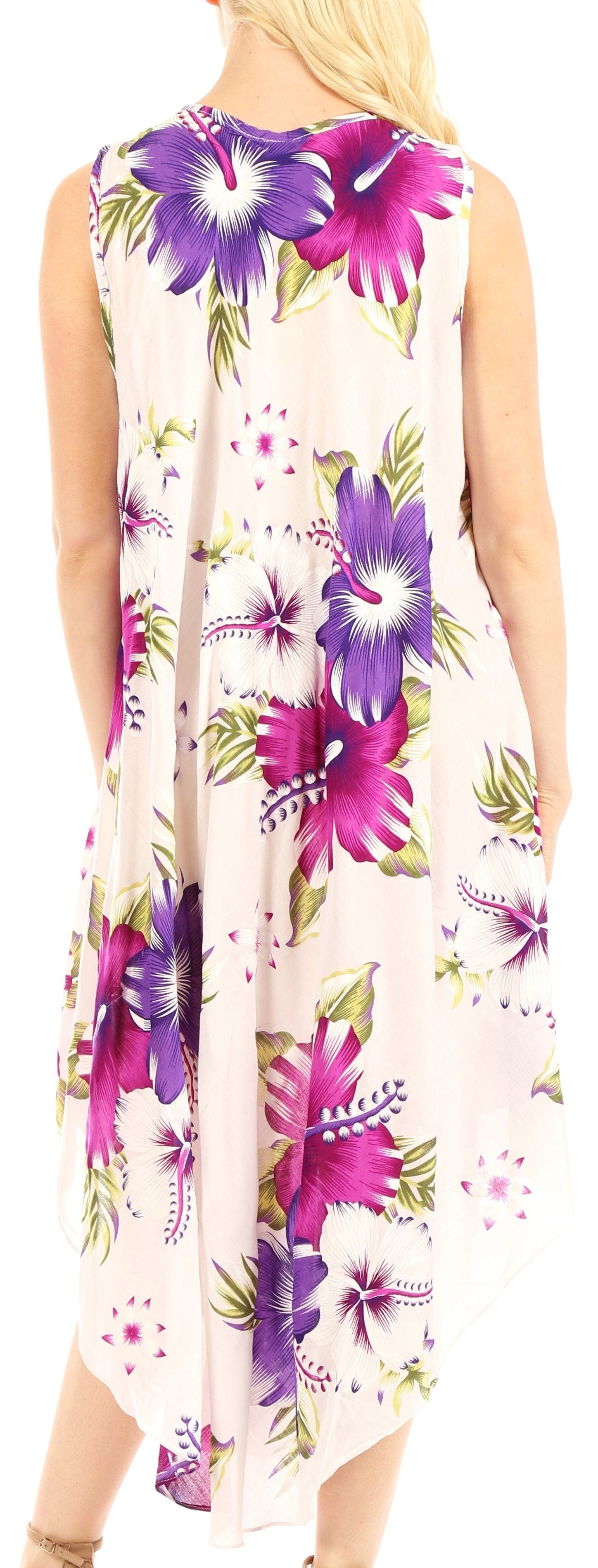Sakkas - Aba Floral Print Sleeveless Loose Dress