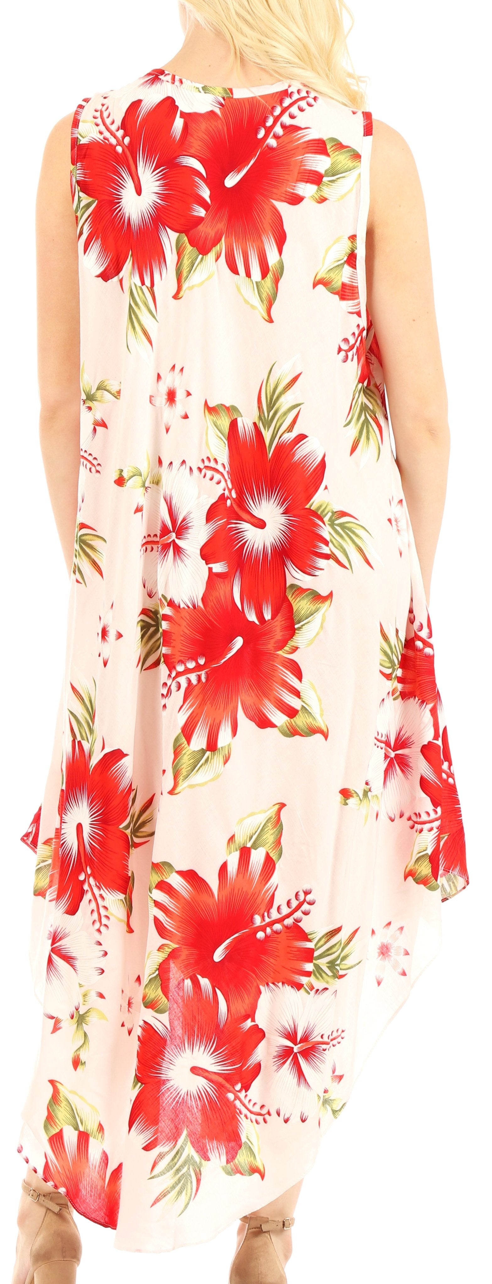 Sakkas - Aba Floral Print Sleeveless Loose Dress