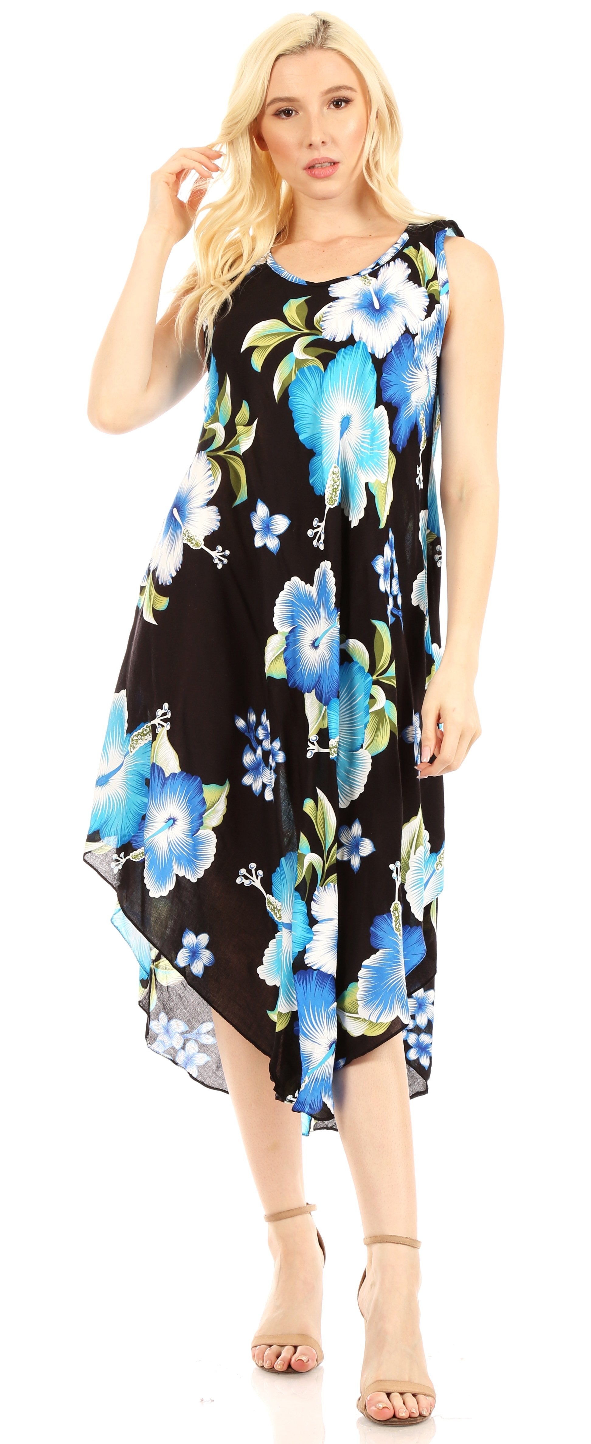 Sakkas - Clara Sleeveless Sundress Loose Floral Print Dress