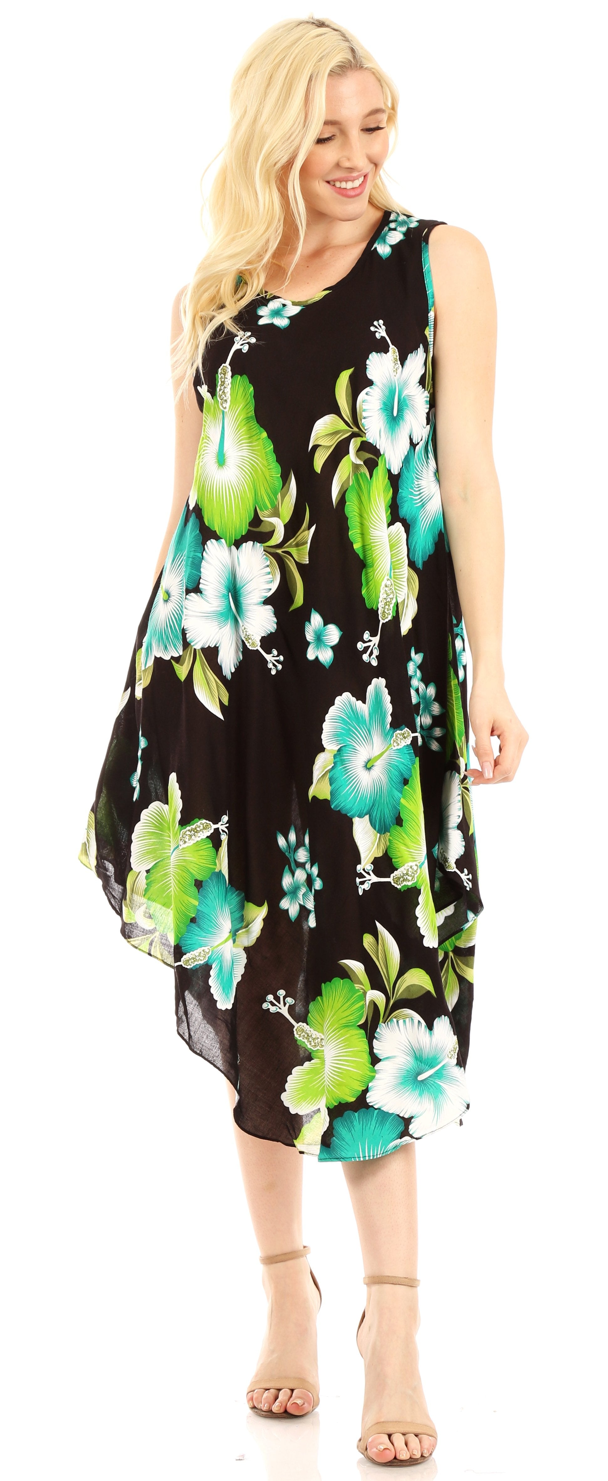 Sakkas - Clara Sleeveless Sundress Loose Floral Print Dress