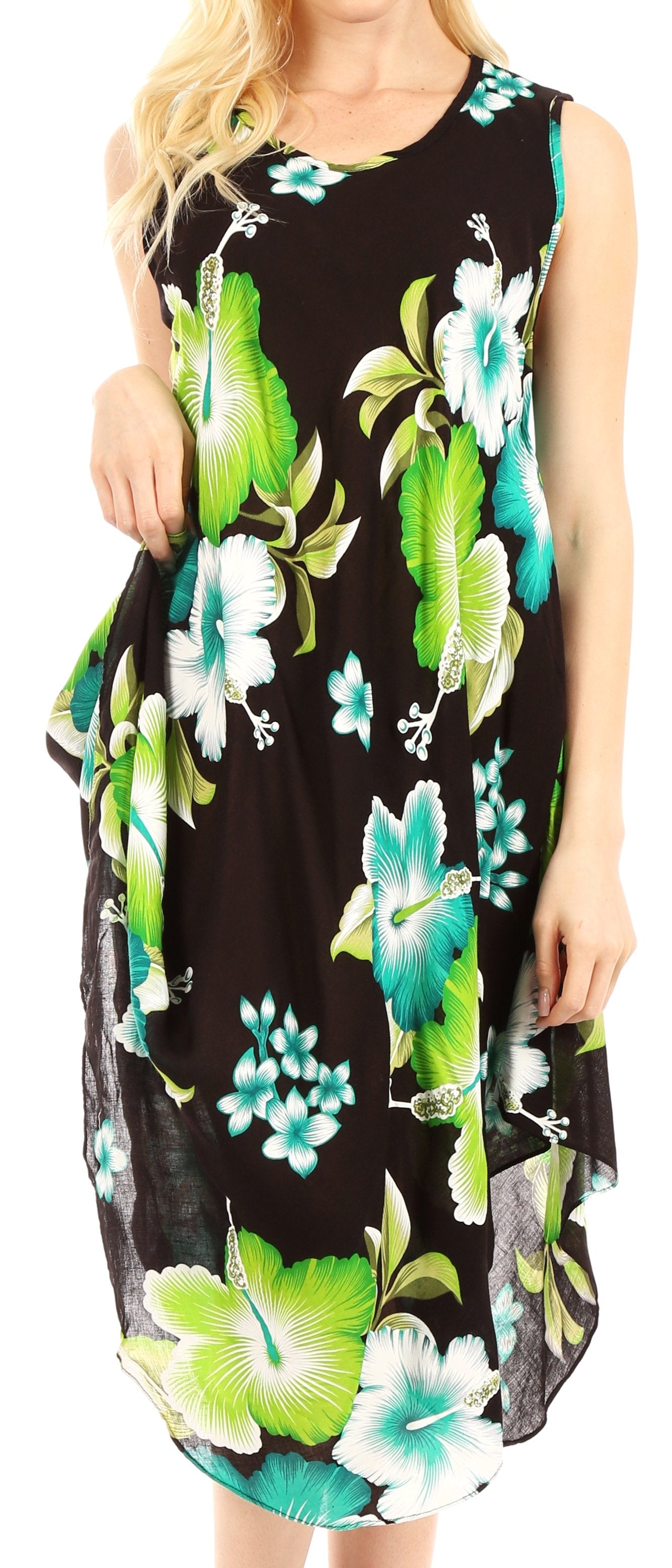 Sakkas - Clara Sleeveless Sundress Loose Floral Print Dress