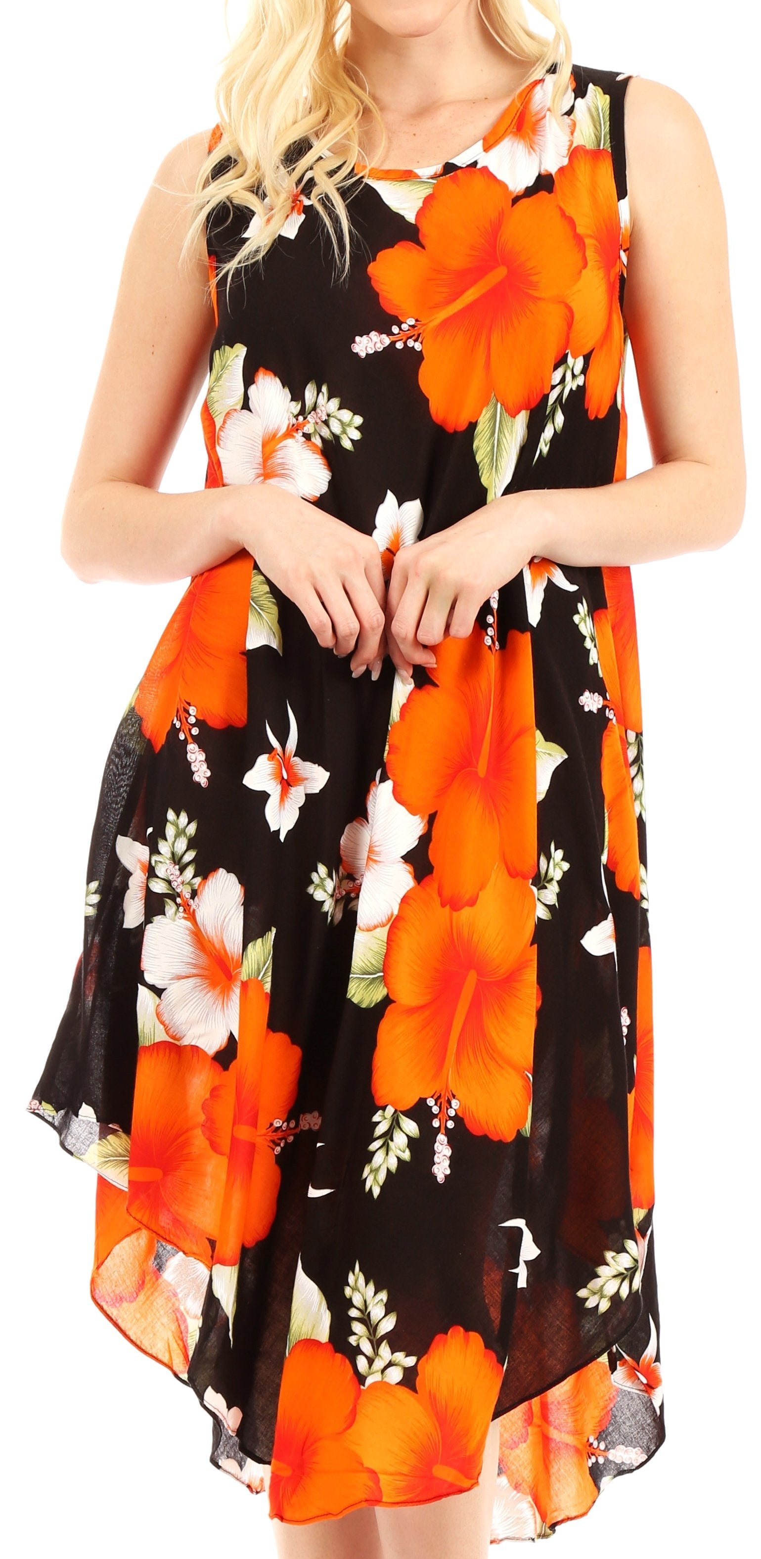 Sakkas - Clara Sleeveless Sundress Loose Floral Print Dress