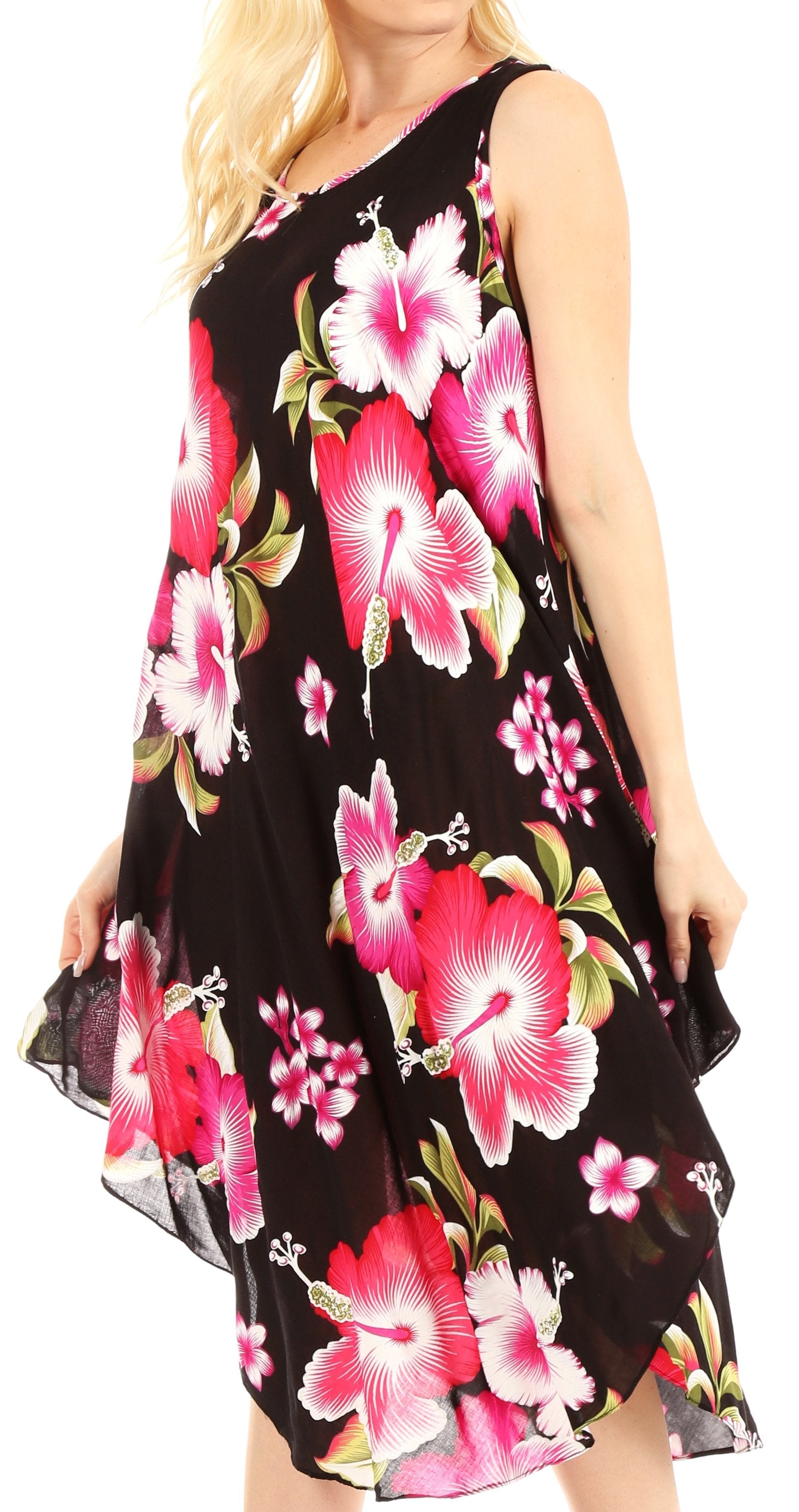 Sakkas - Clara Sleeveless Sundress Loose Floral Print Dress