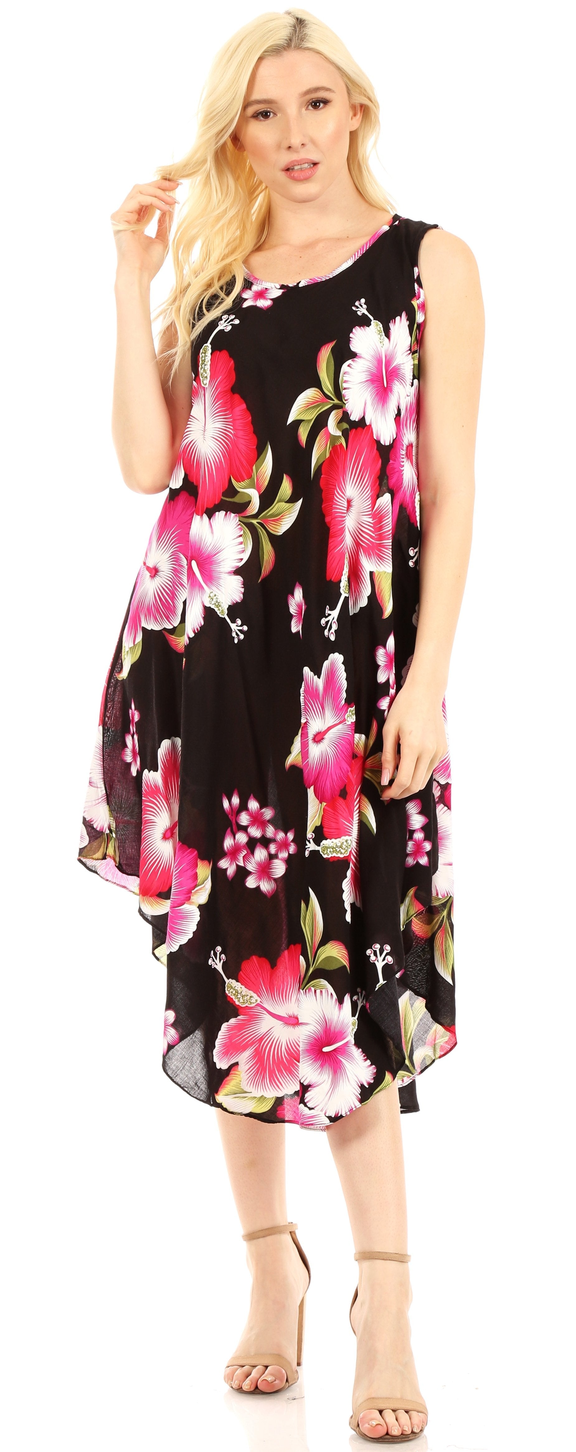 Sakkas - Clara Sleeveless Sundress Loose Floral Print Dress