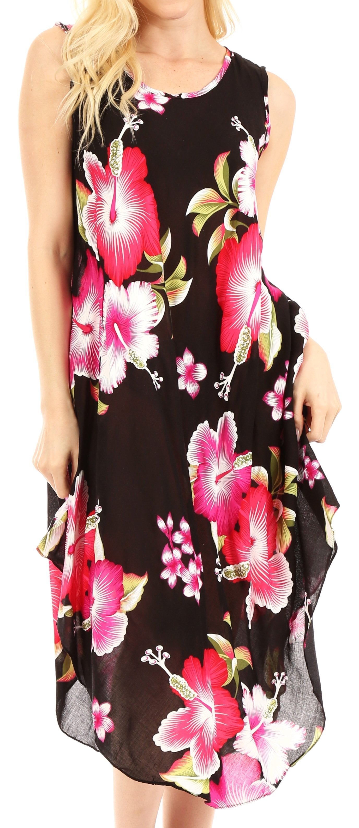 Sakkas - Clara Sleeveless Sundress Loose Floral Print Dress