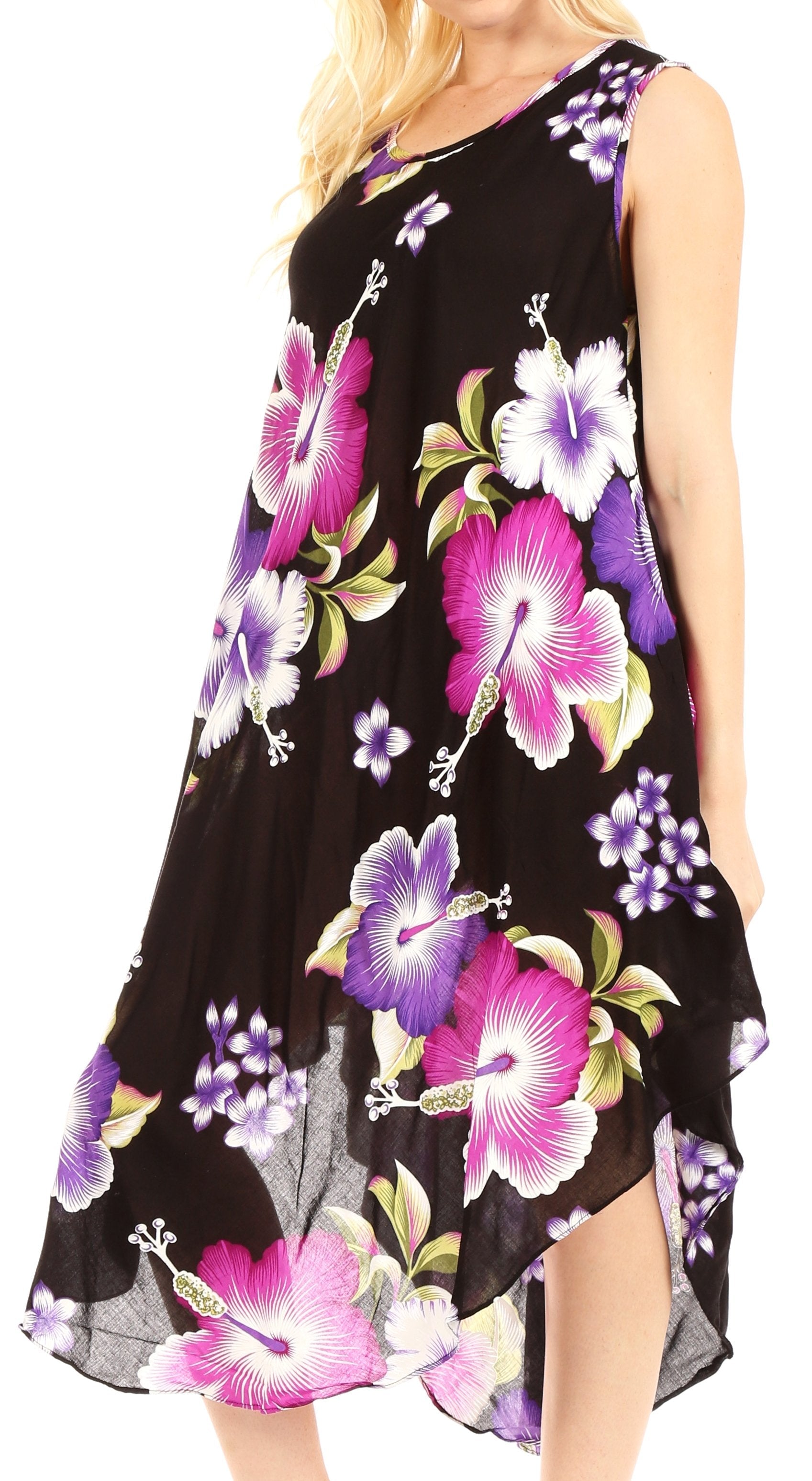 Sakkas - Clara Sleeveless Sundress Loose Floral Print Dress