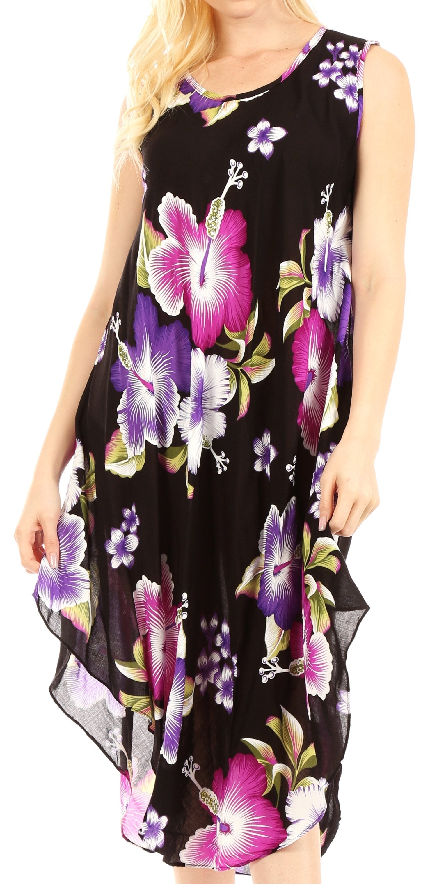 Sakkas - Clara Sleeveless Sundress Loose Floral Print Dress
