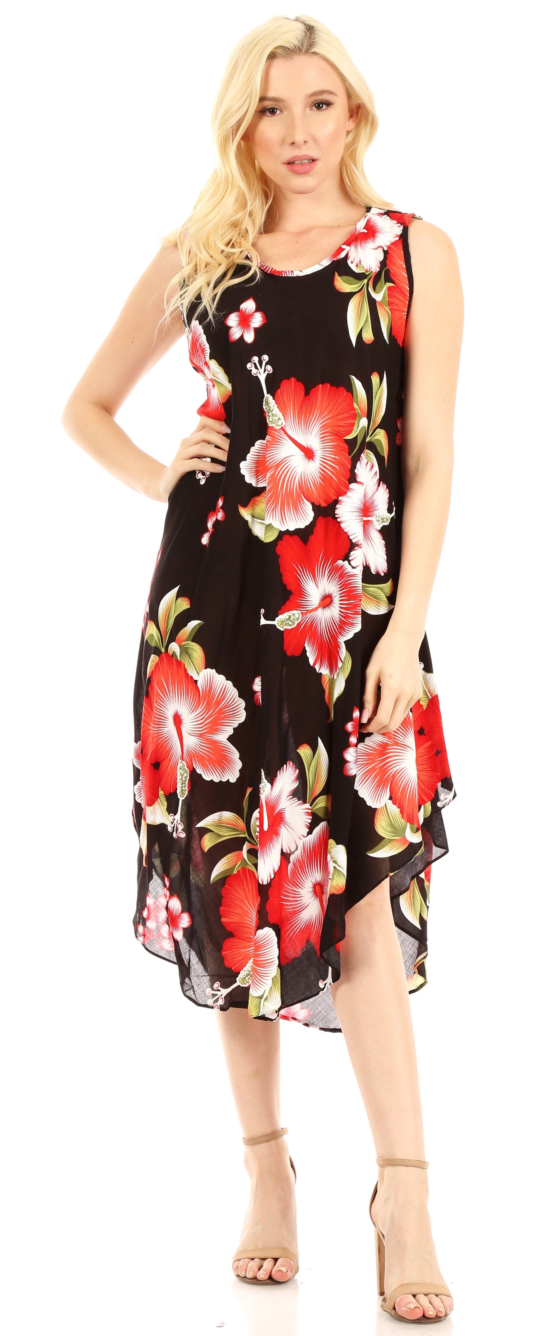 Sakkas - Clara Sleeveless Sundress Loose Floral Print Dress