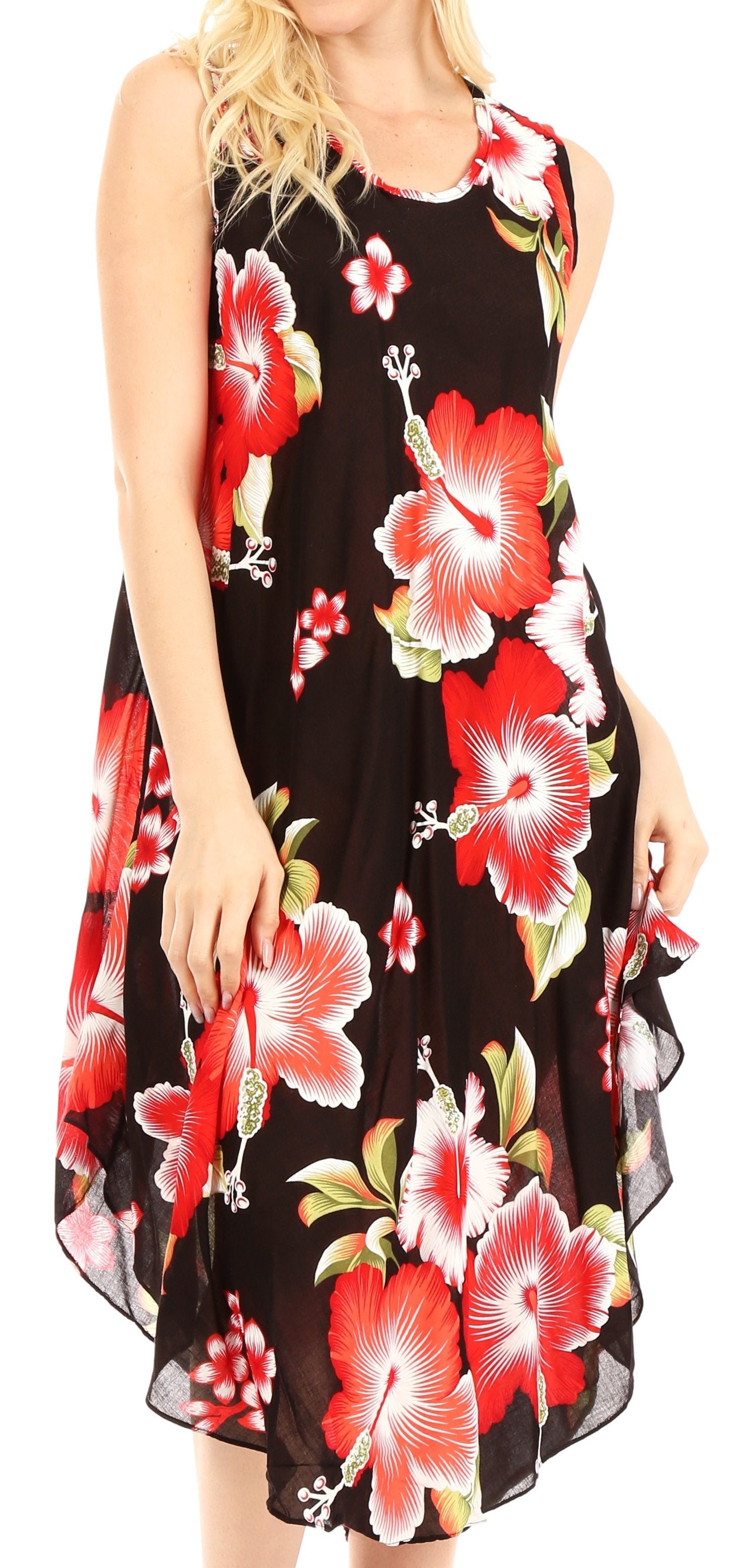 Sakkas - Clara Sleeveless Sundress Loose Floral Print Dress