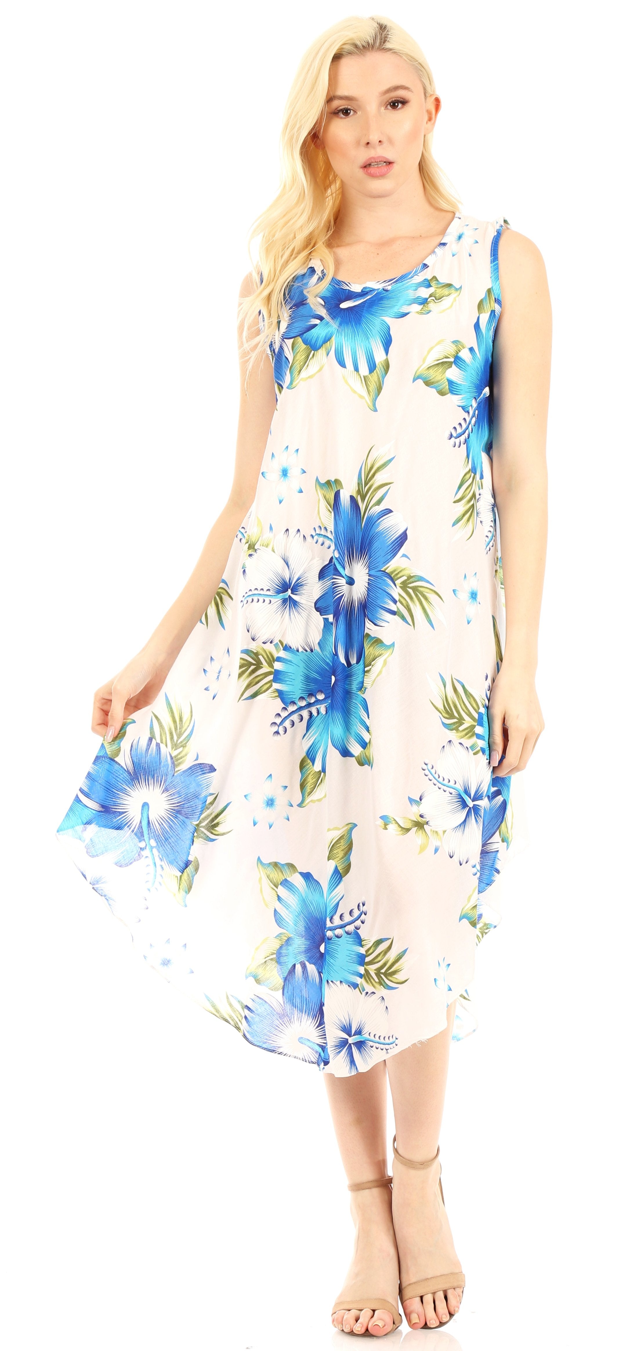 Sakkas - Clara Sleeveless Sundress Loose Floral Print Dress